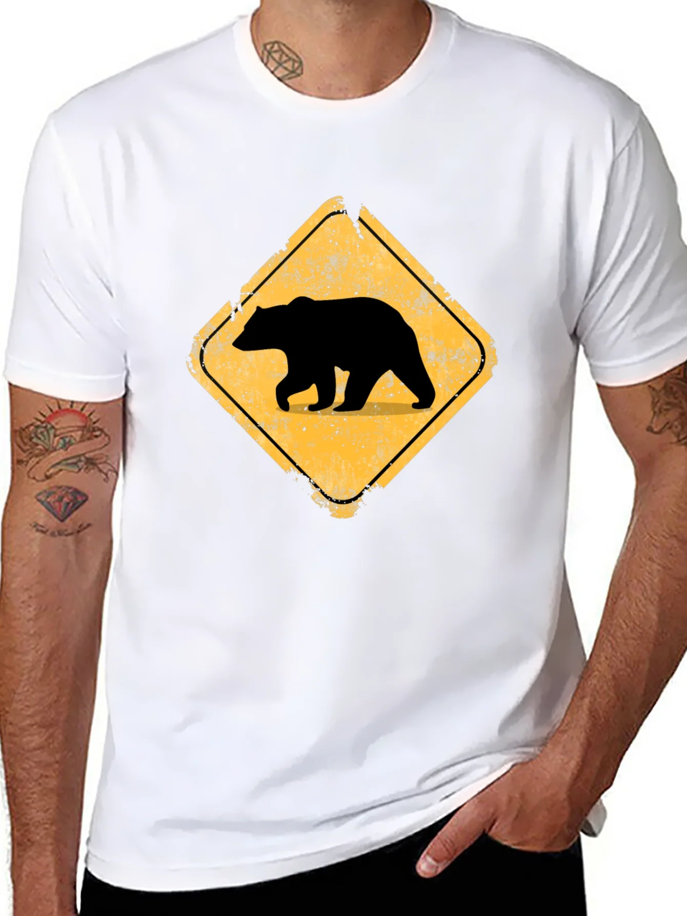 Camiseta Negra con Se?al de Oso