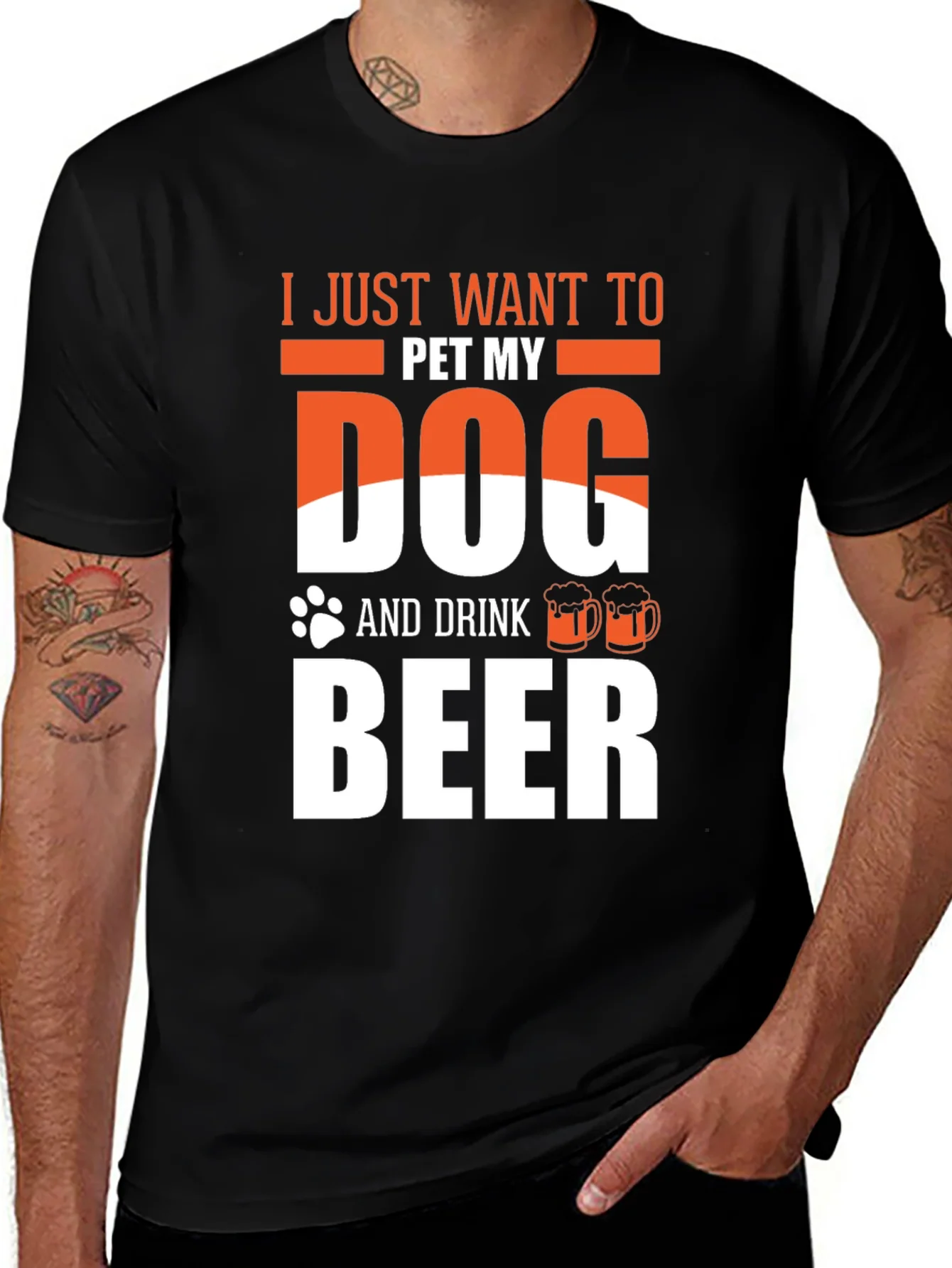 Camiseta Hombre: Perro y Cerveza