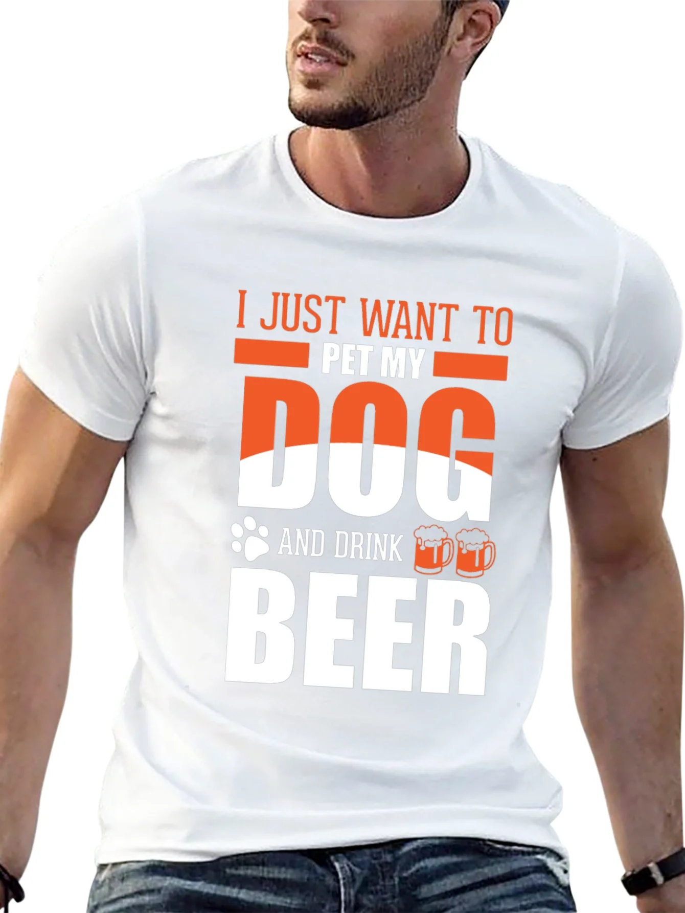 Camiseta Hombre: Perro y Cerveza