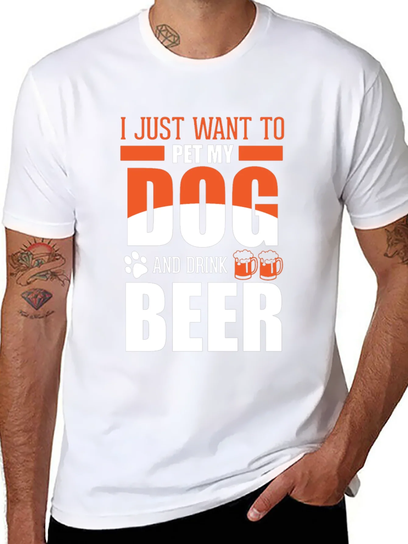 Camiseta Hombre: Perro y Cerveza