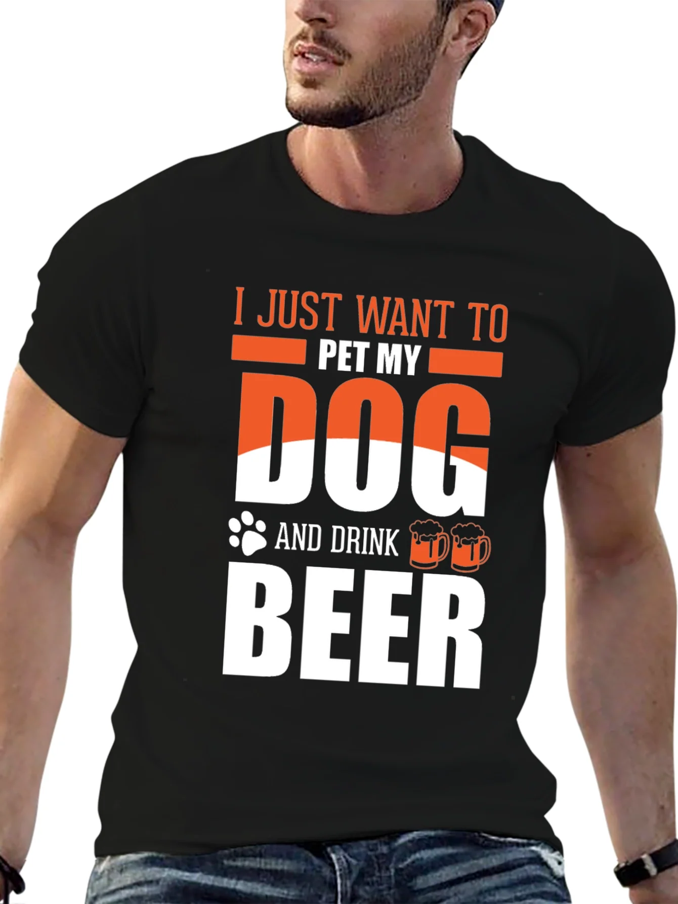 Camiseta Hombre: Perro y Cerveza