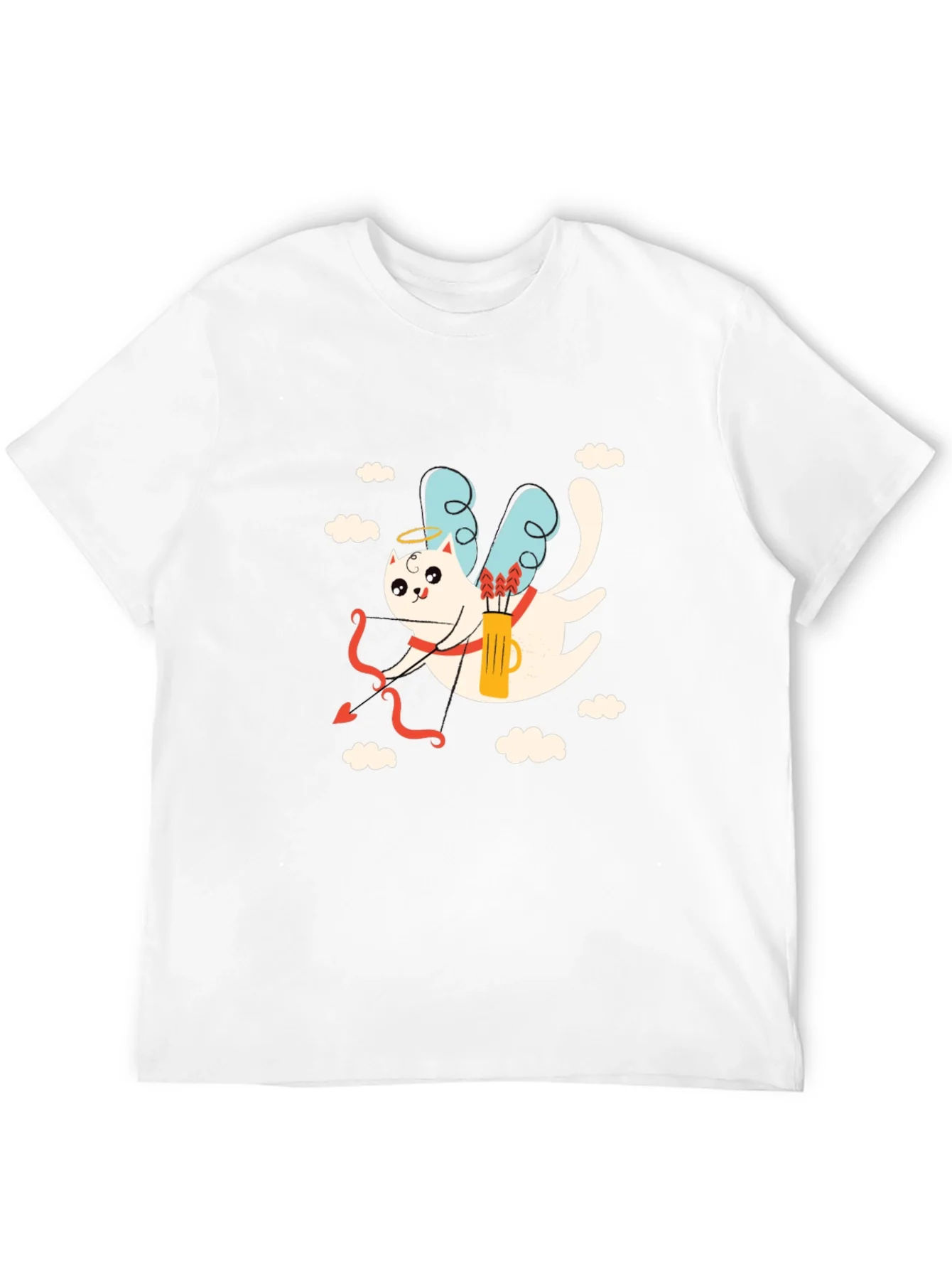 Camiseta Negra con Dise?o de Cupido Gatuno