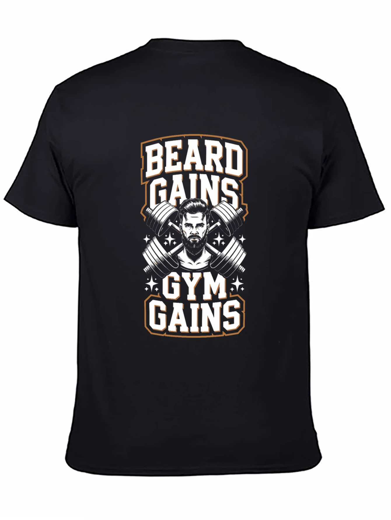 Camiseta Negra: Barba y Ganancias de Gimnasio