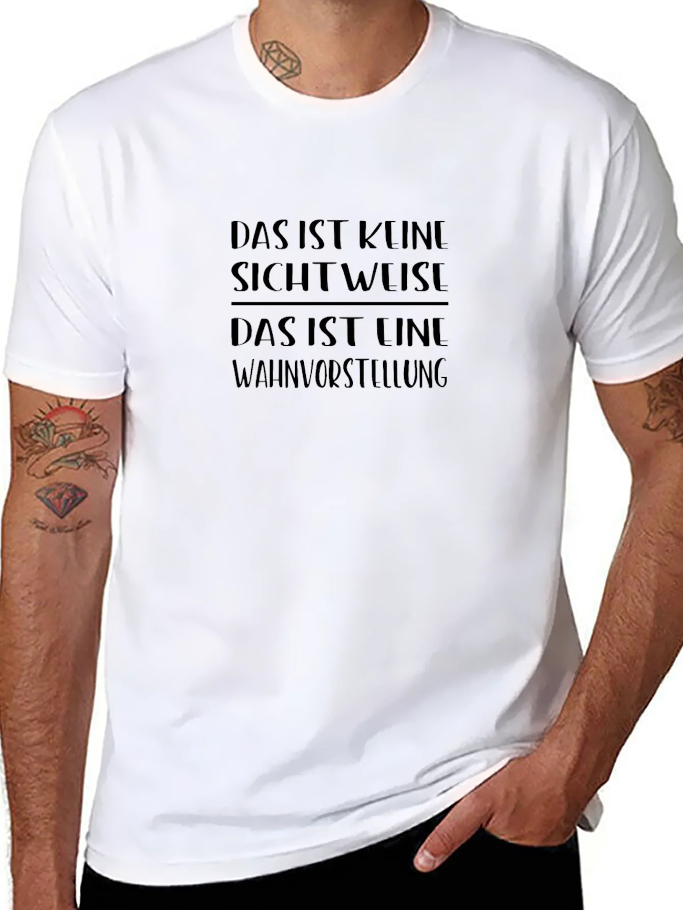 Camiseta Negra con Texto Alem¨¢n ¨C Humor¨ªstica