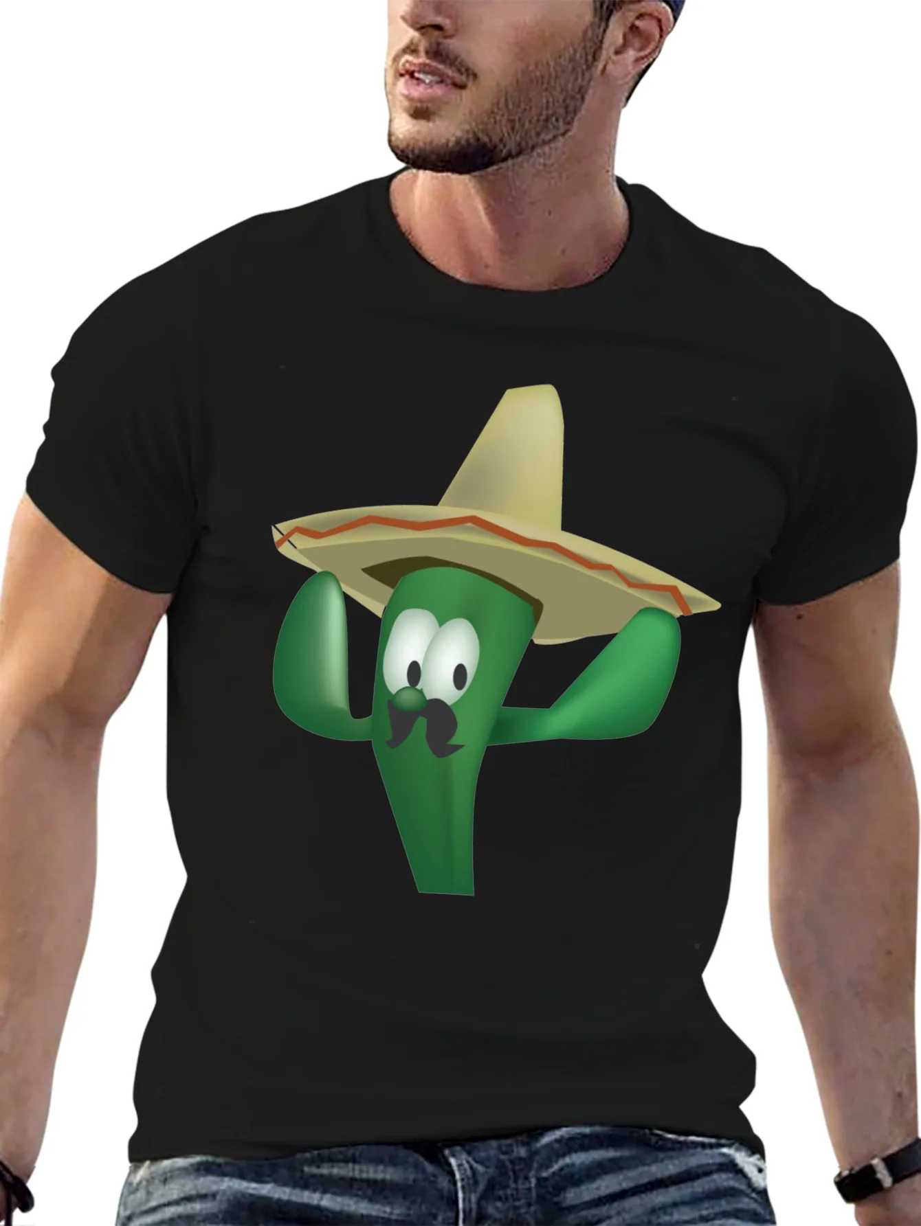 Camiseta Negra con Cactus Sombrero