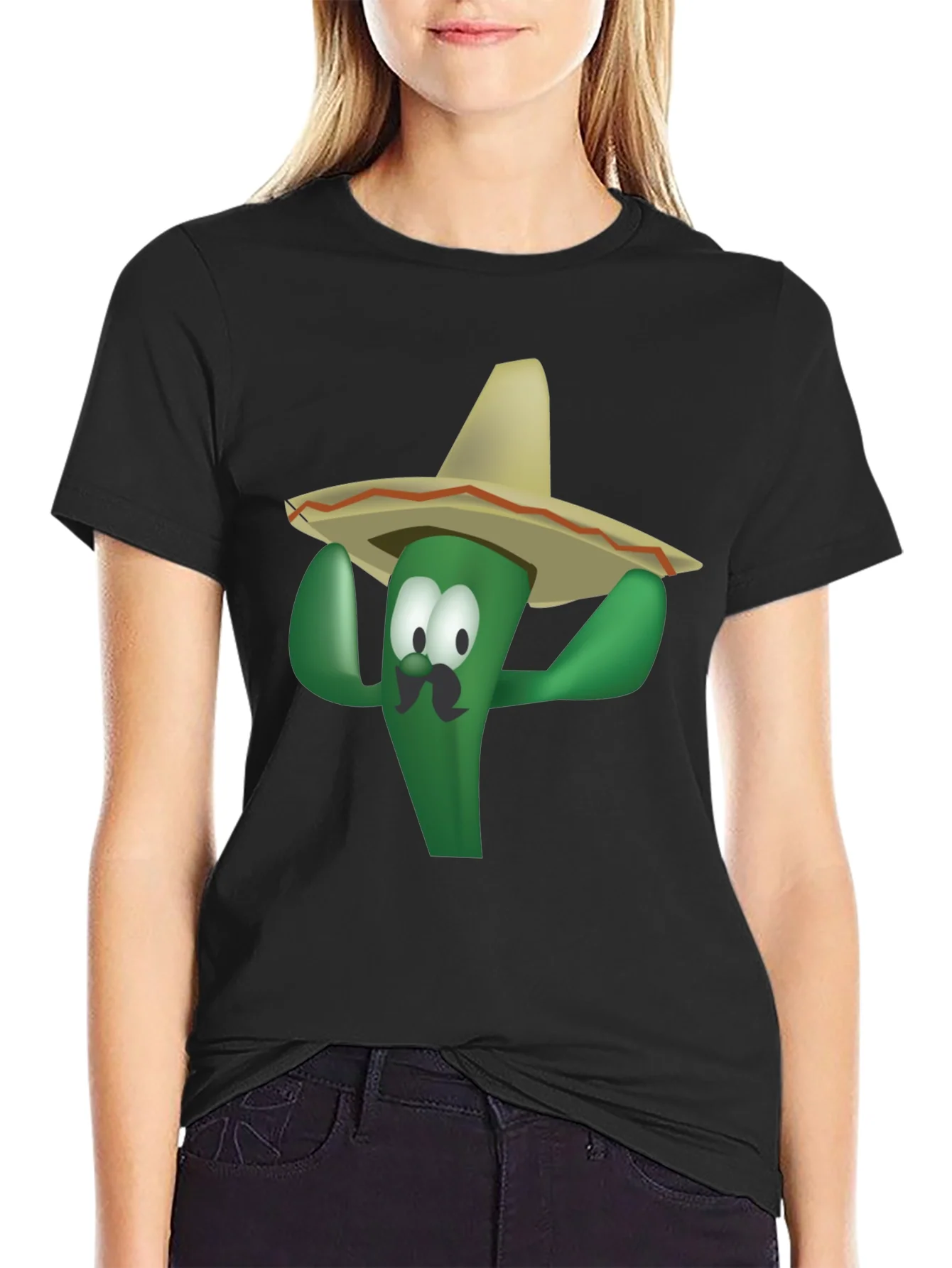 Camiseta Negra con Cactus Sombrero
