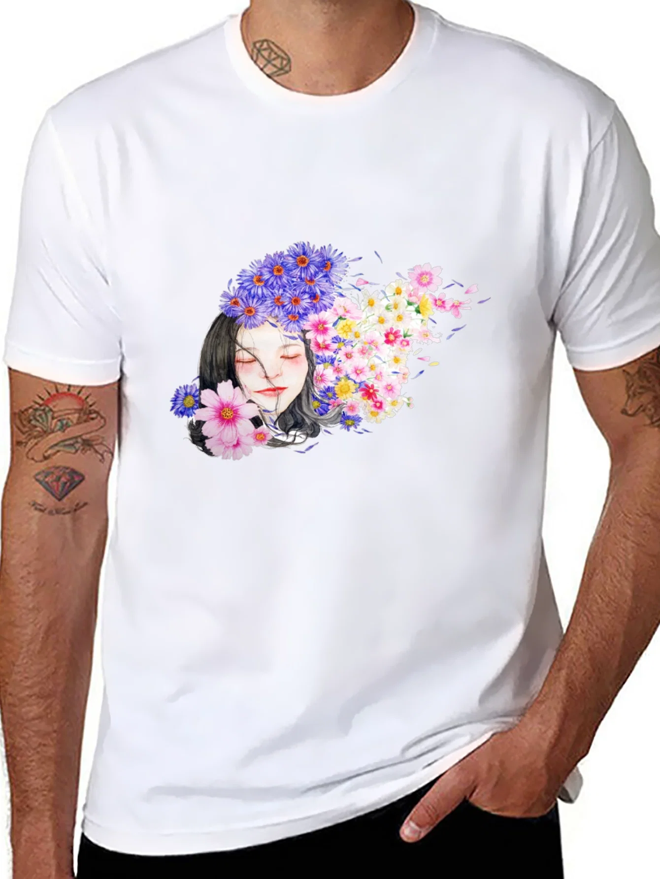 Rebbecca Floral Woman Black T-Shirt