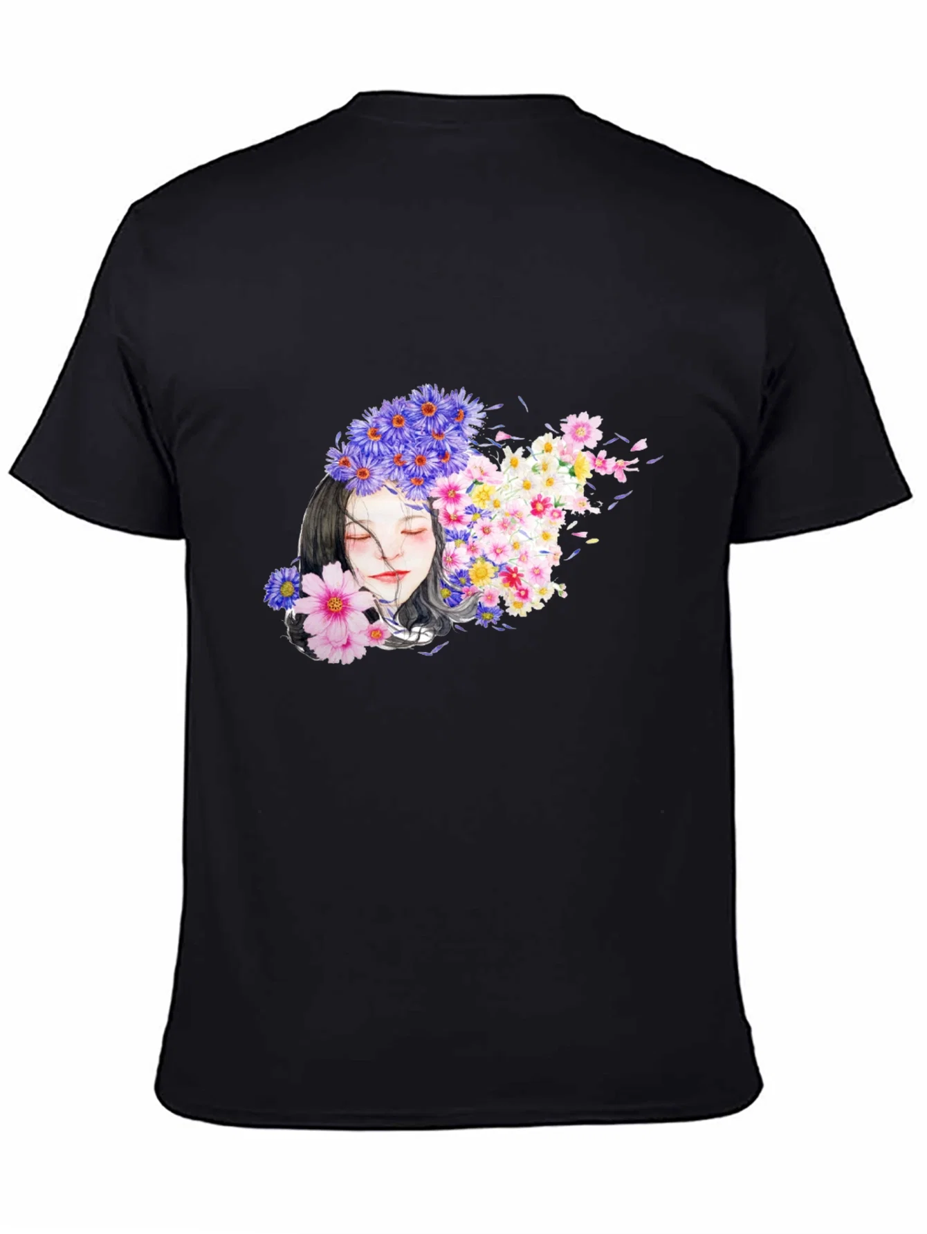 Rebbecca Floral Woman Black T-Shirt