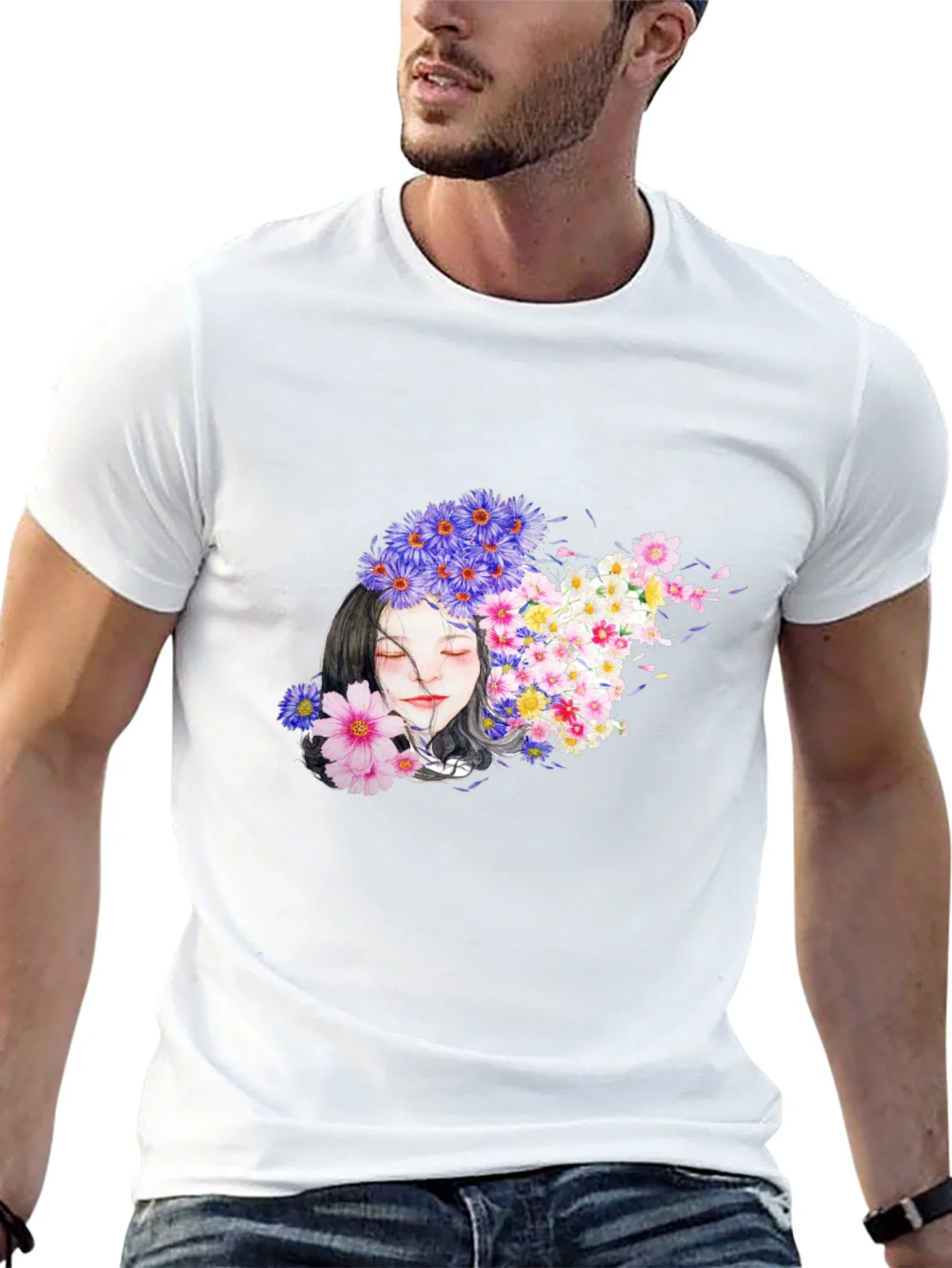 Rebbecca Floral Woman Black T-Shirt