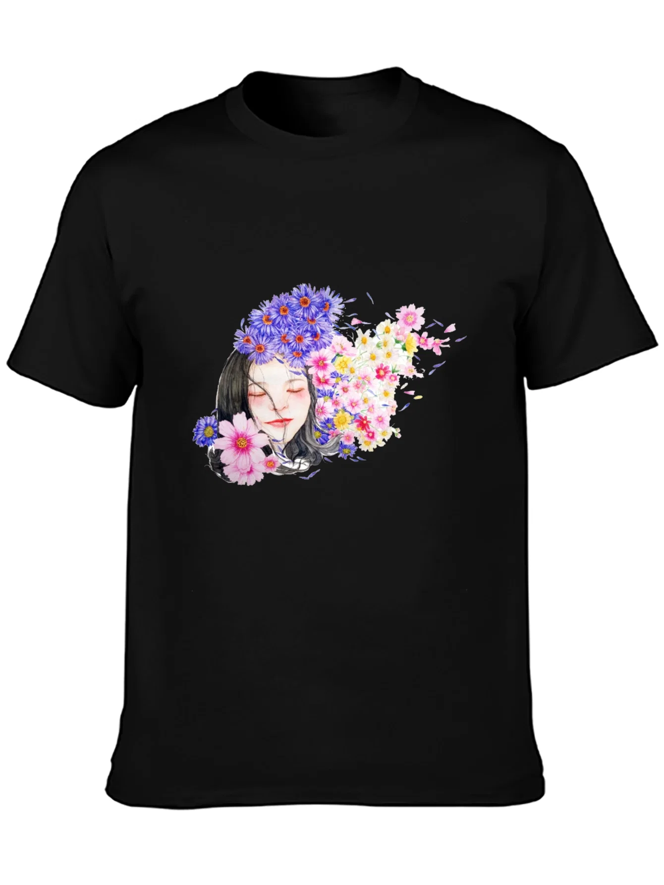 Rebbecca Floral Woman Black T-Shirt