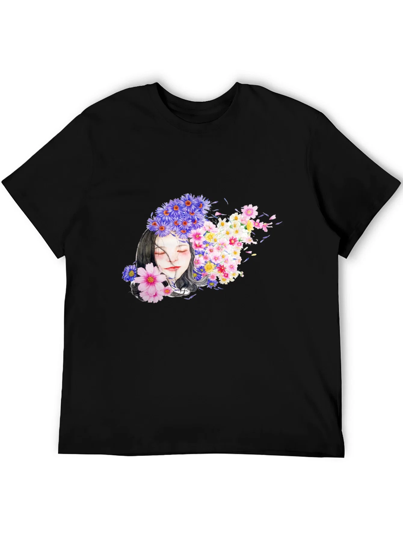 Rebbecca Floral Woman Black T-Shirt