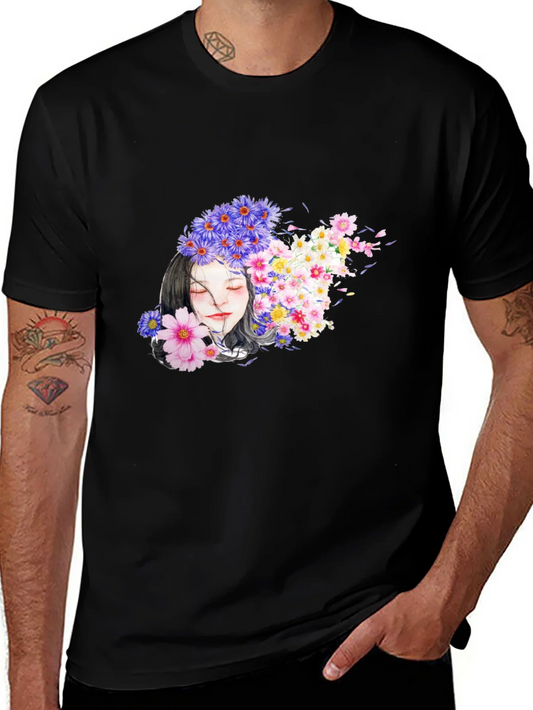 Rebbecca Floral Woman Black T-Shirt