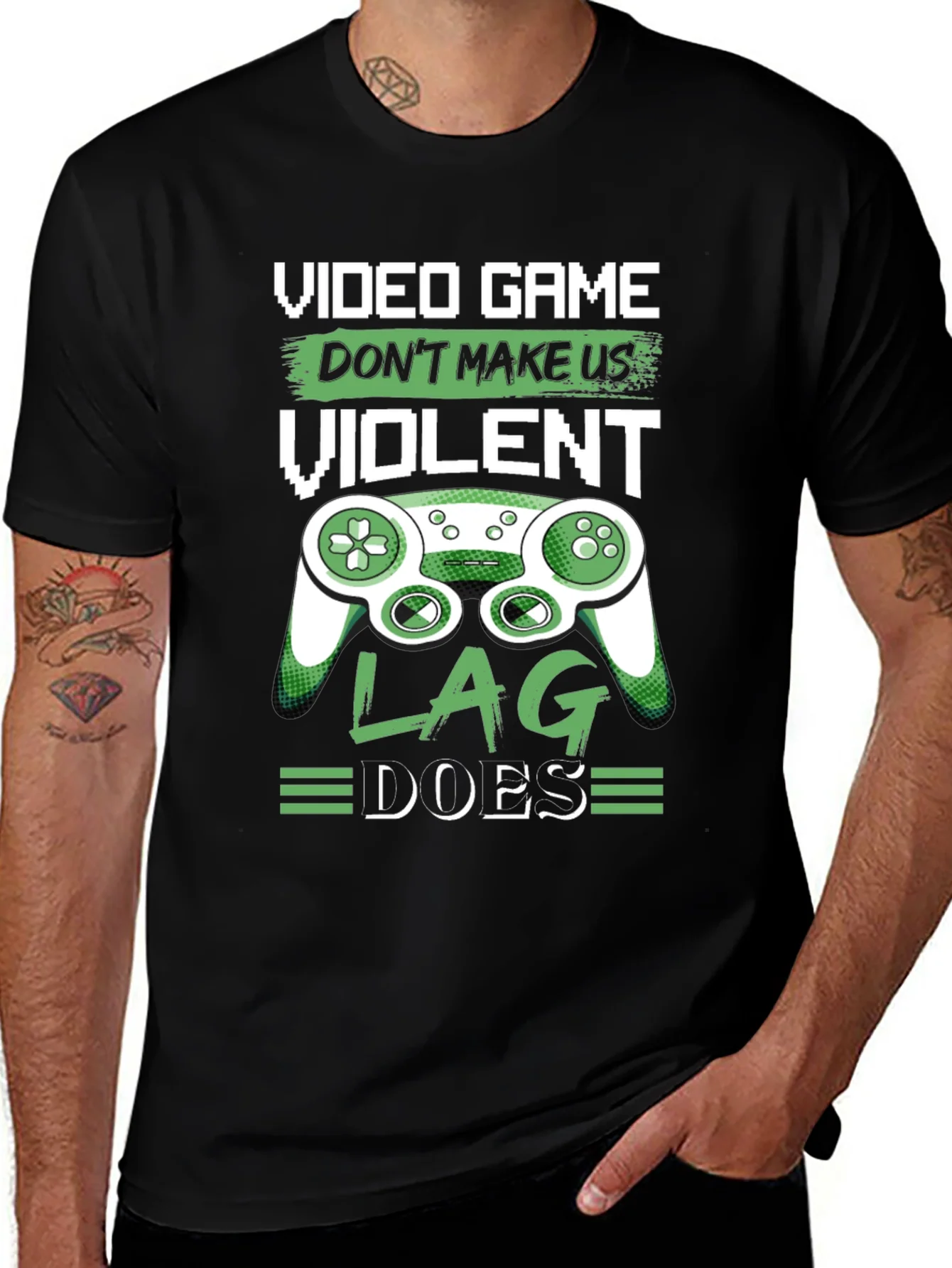 Camiseta Negra Divertida Videojuegos Lag Hace Violento