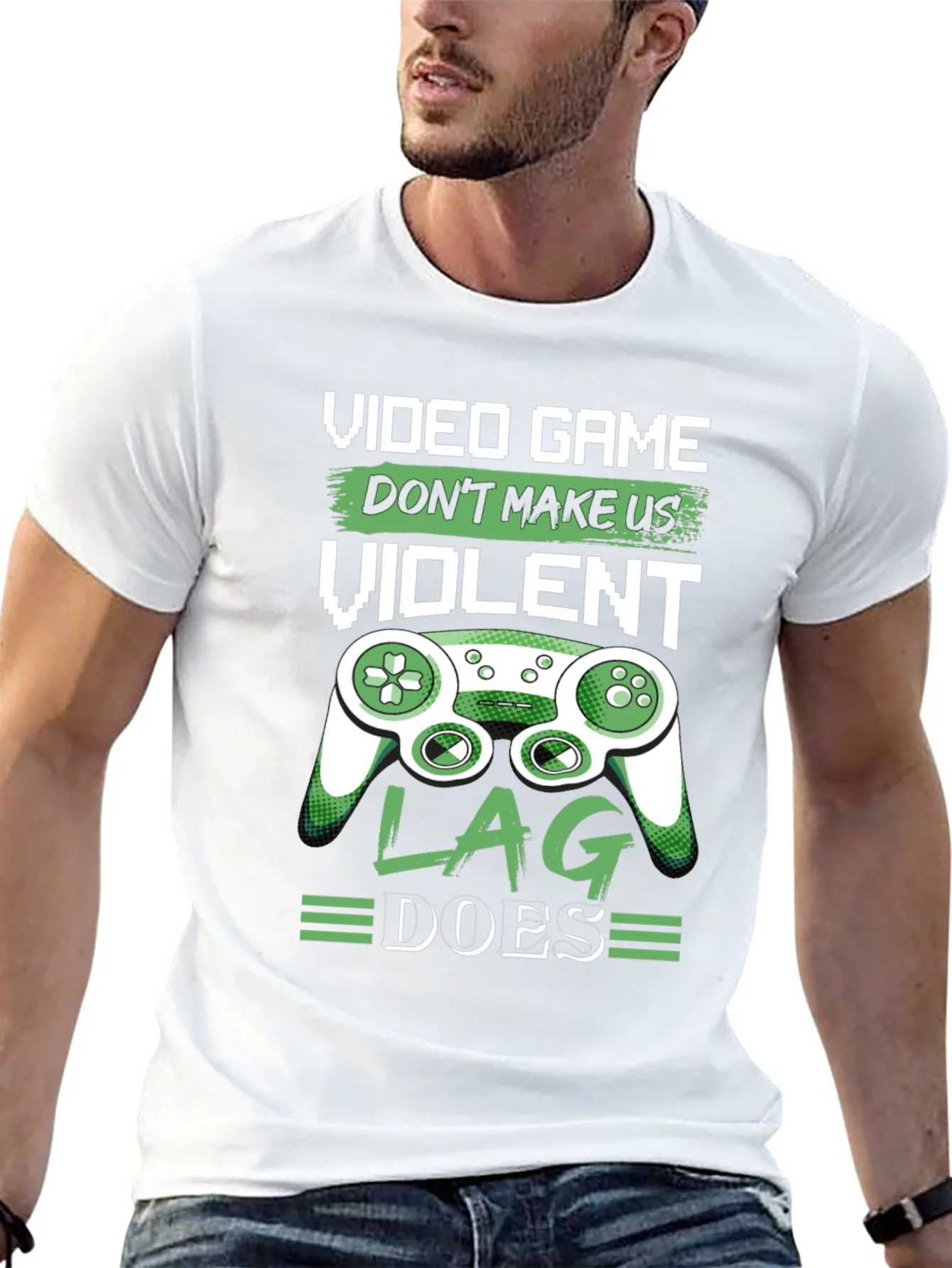 Camiseta Negra Divertida Videojuegos Lag Hace Violento