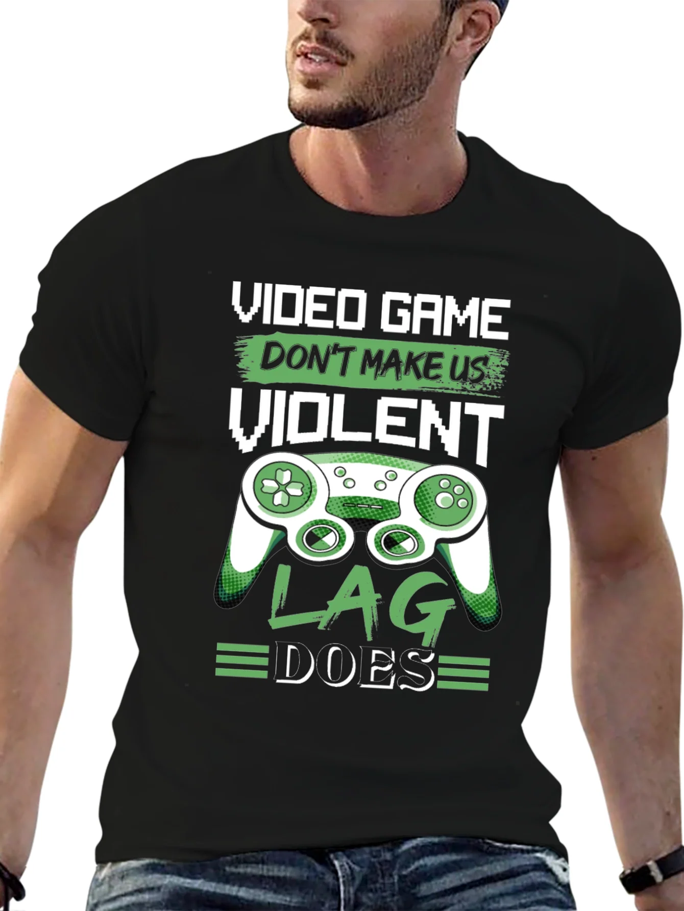 Camiseta Negra Divertida Videojuegos Lag Hace Violento