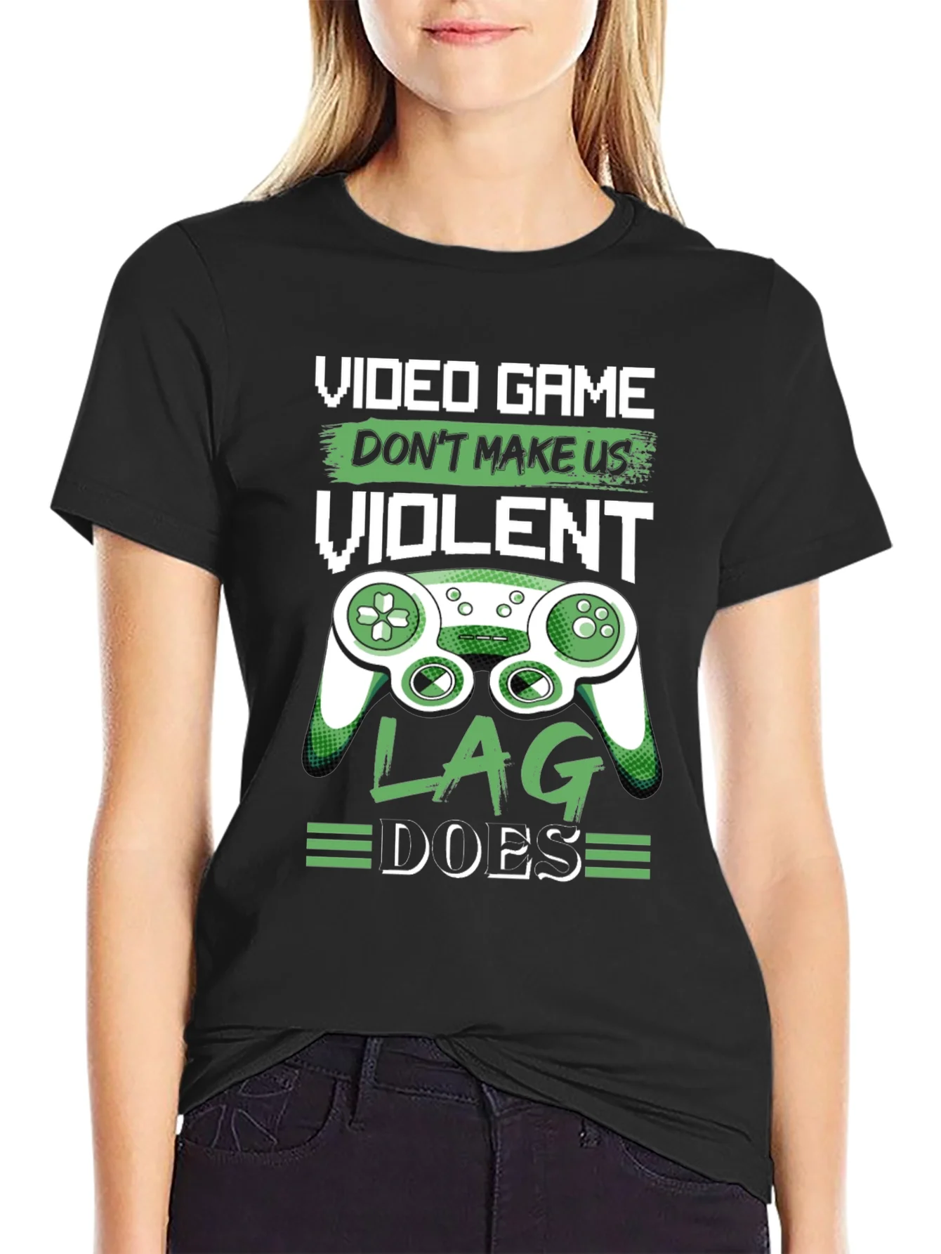 Camiseta Negra Divertida Videojuegos Lag Hace Violento