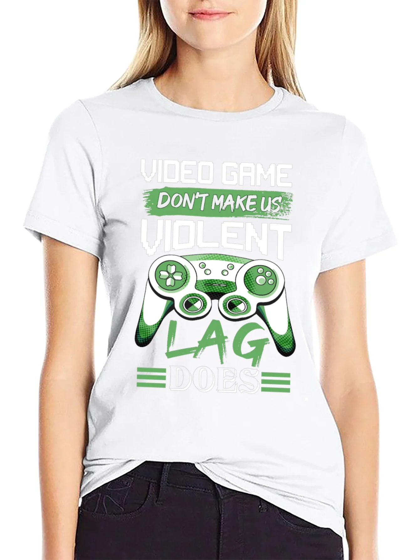 Camiseta Negra Divertida Videojuegos Lag Hace Violento