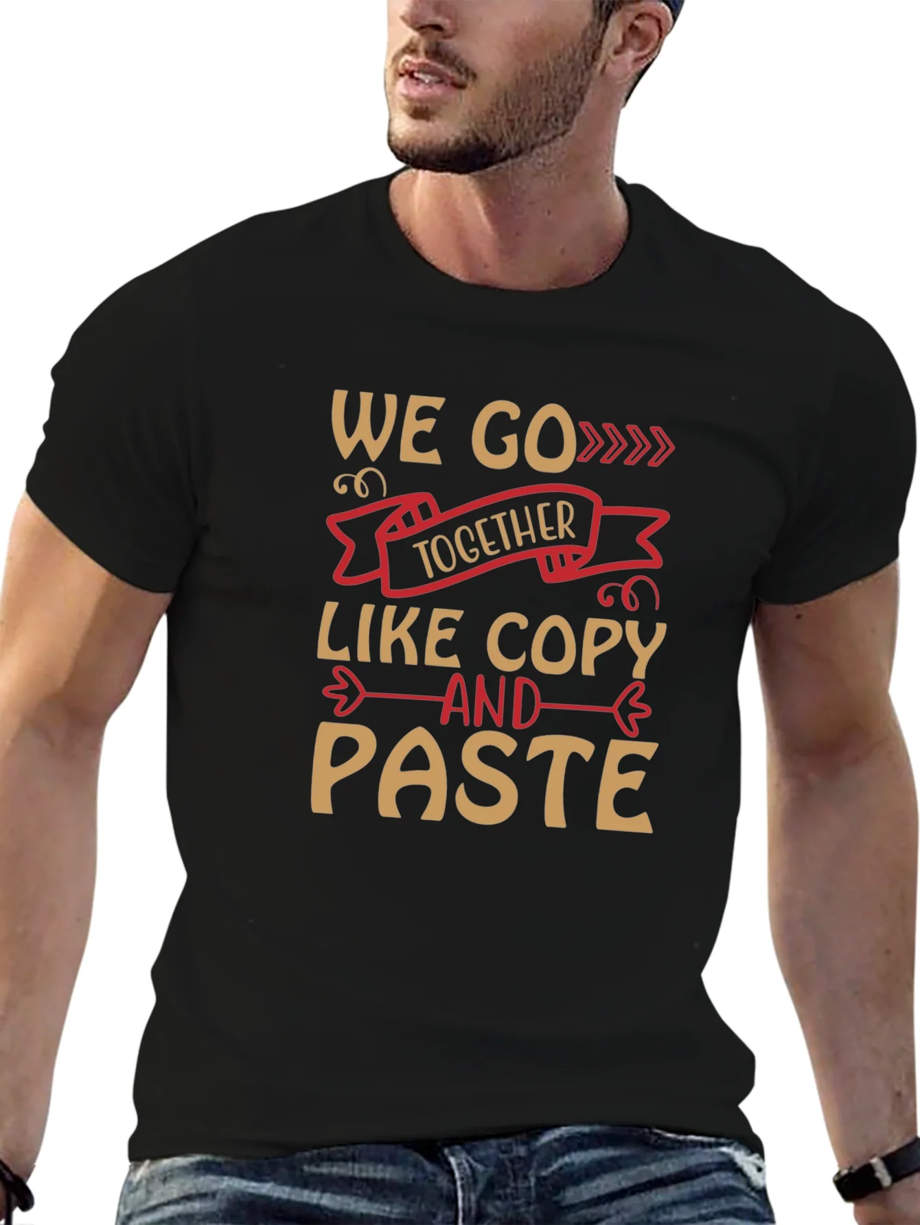 Camiseta Negra Copy & Paste para Parejas