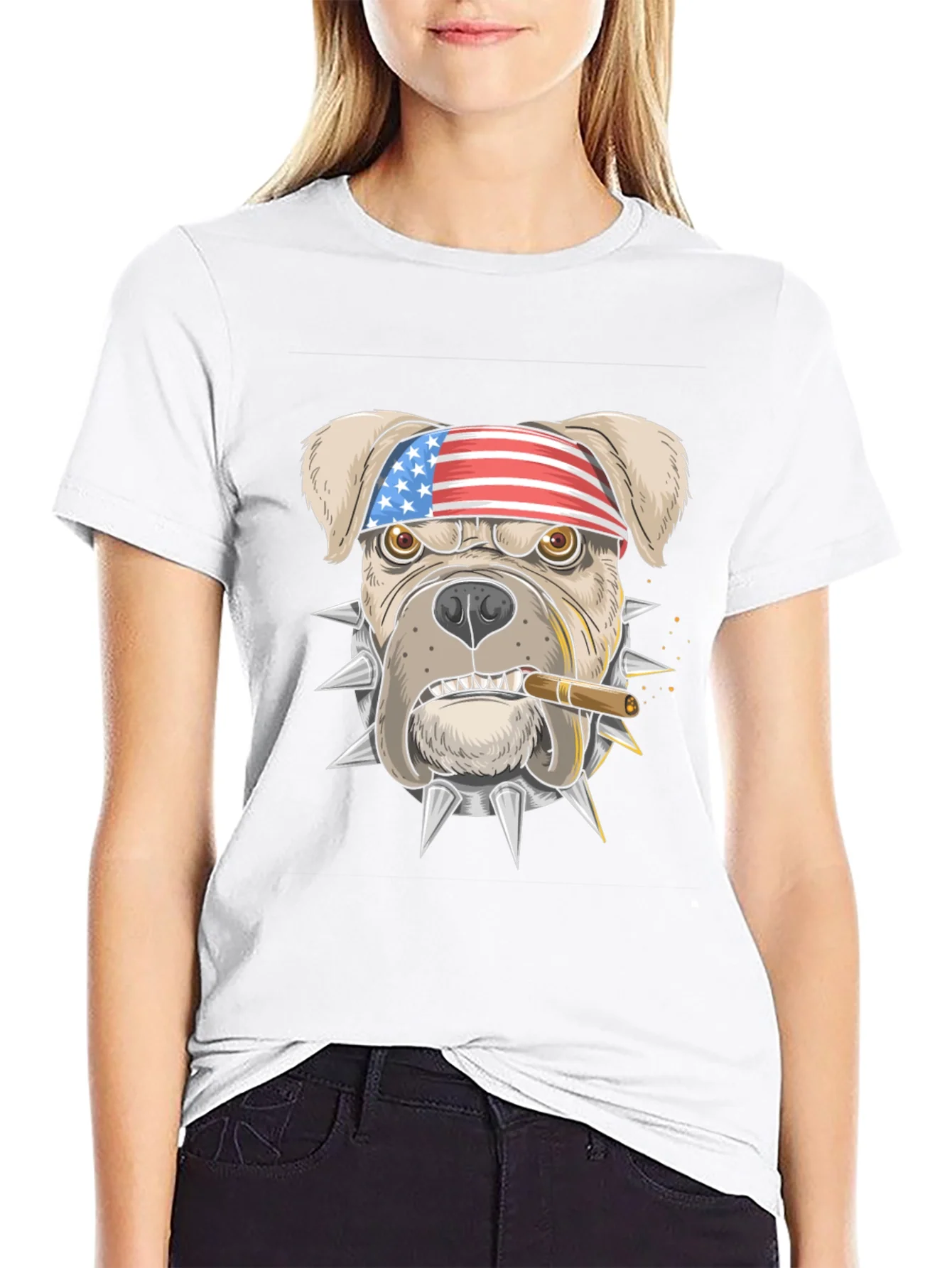 Camiseta Negra Bulldog Americano Patriota