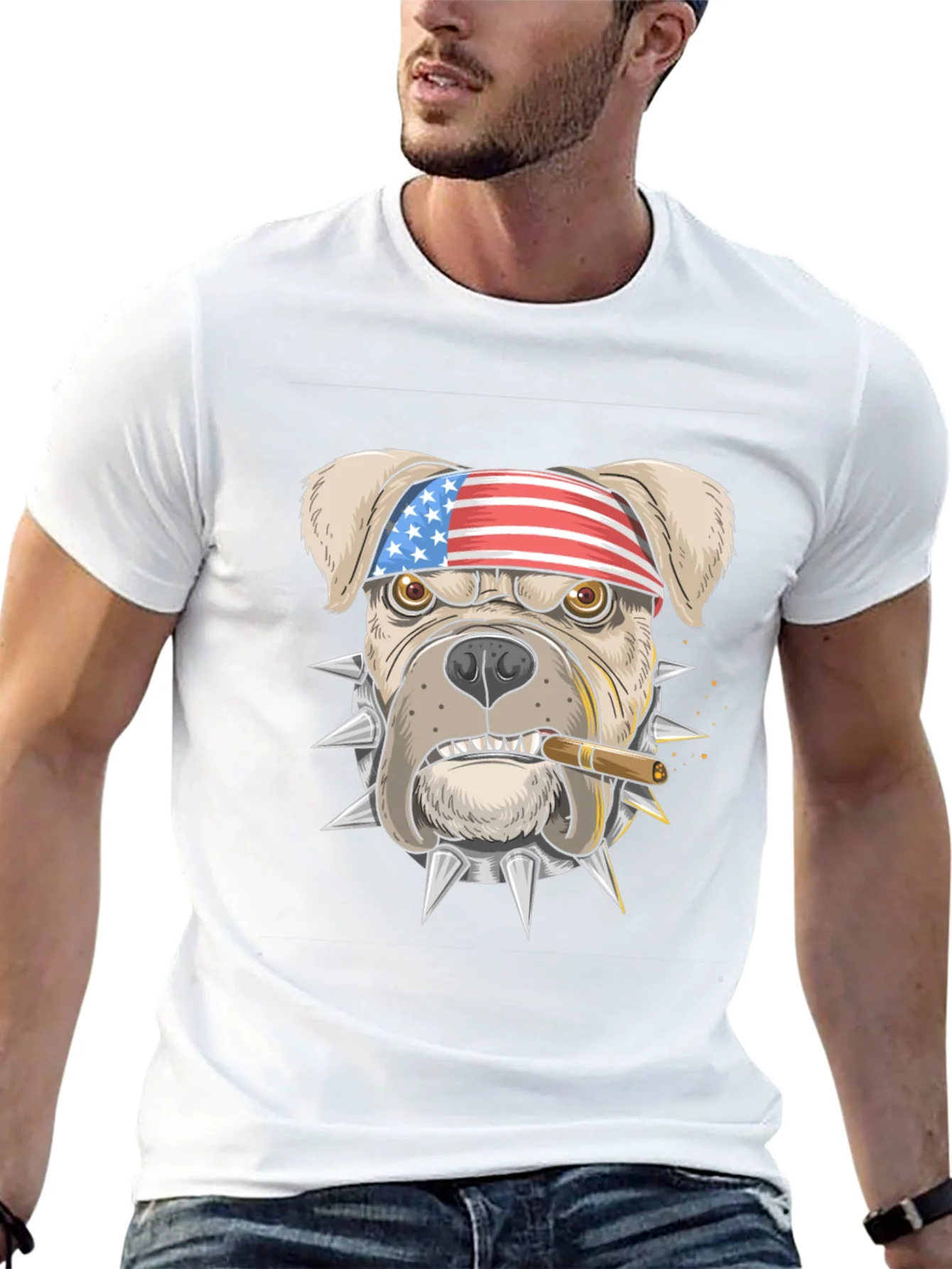 Camiseta Negra Bulldog Americano Patriota