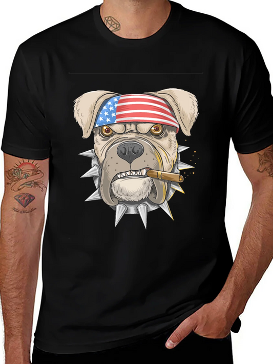 Camiseta Negra Bulldog Americano Patriota