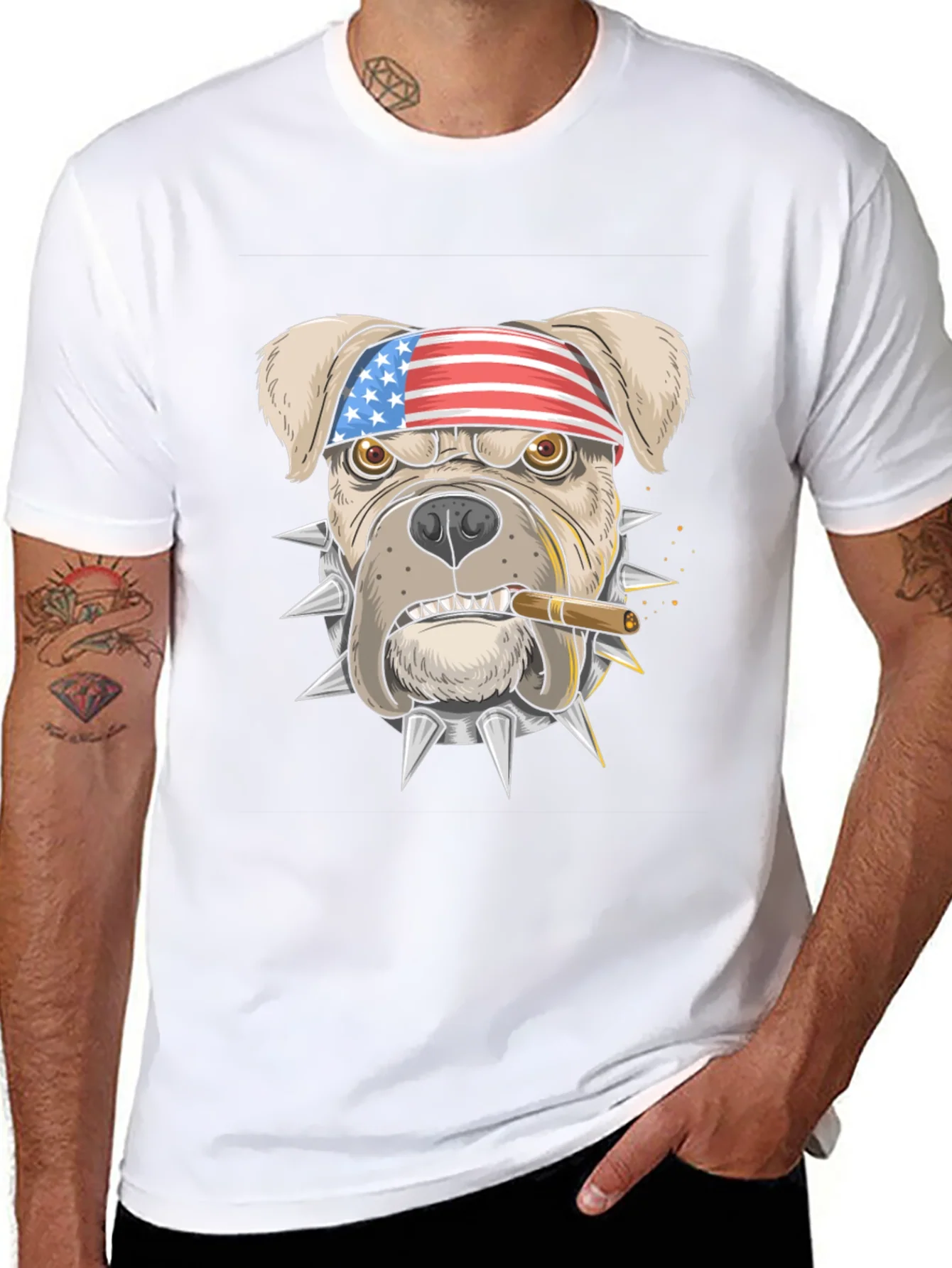Camiseta Negra Bulldog Americano Patriota