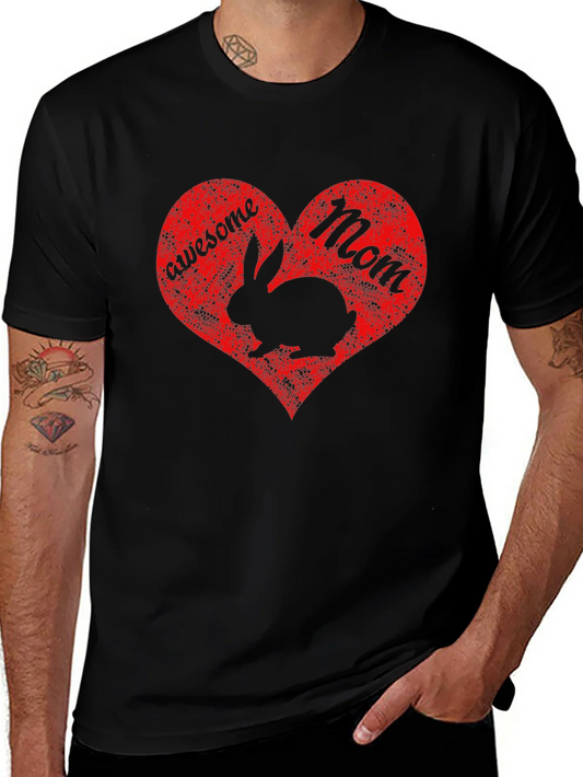 Rebbecca Awesome Mom Rabbit Heart Graphic T-Shirt