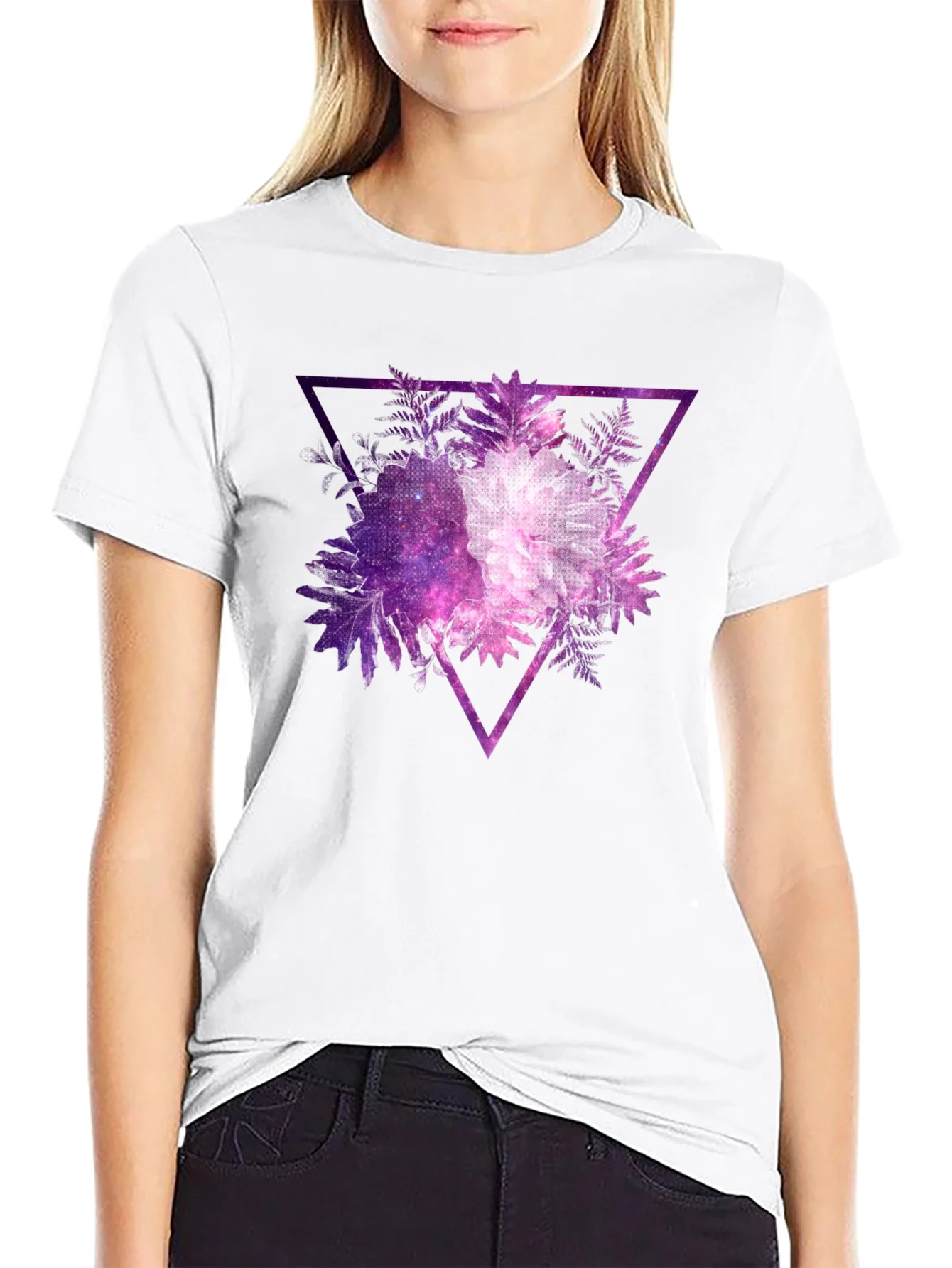 Rebbecca Galaxy Floral Triangle Mens Black T-Shirt