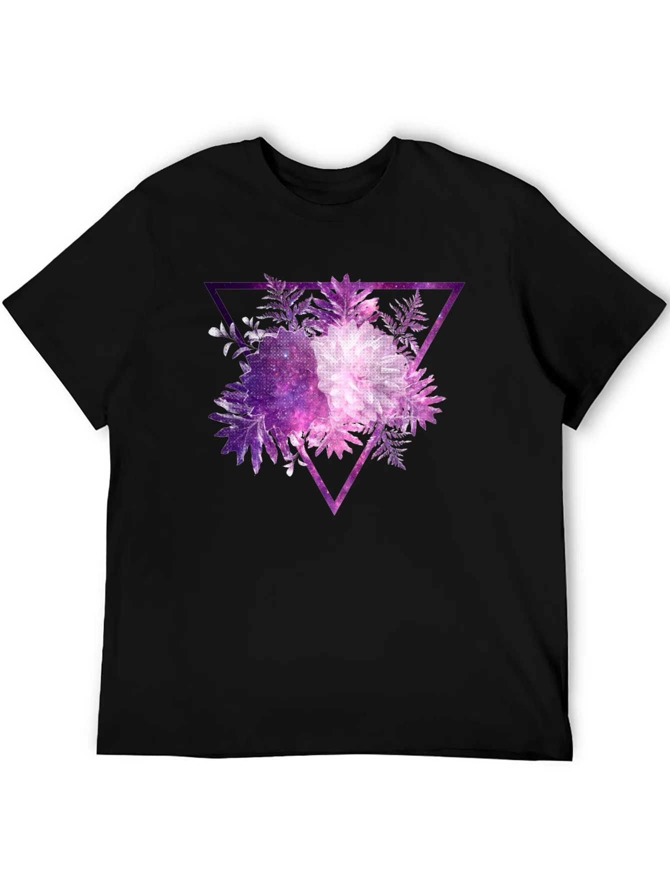 Rebbecca Galaxy Floral Triangle Mens Black T-Shirt