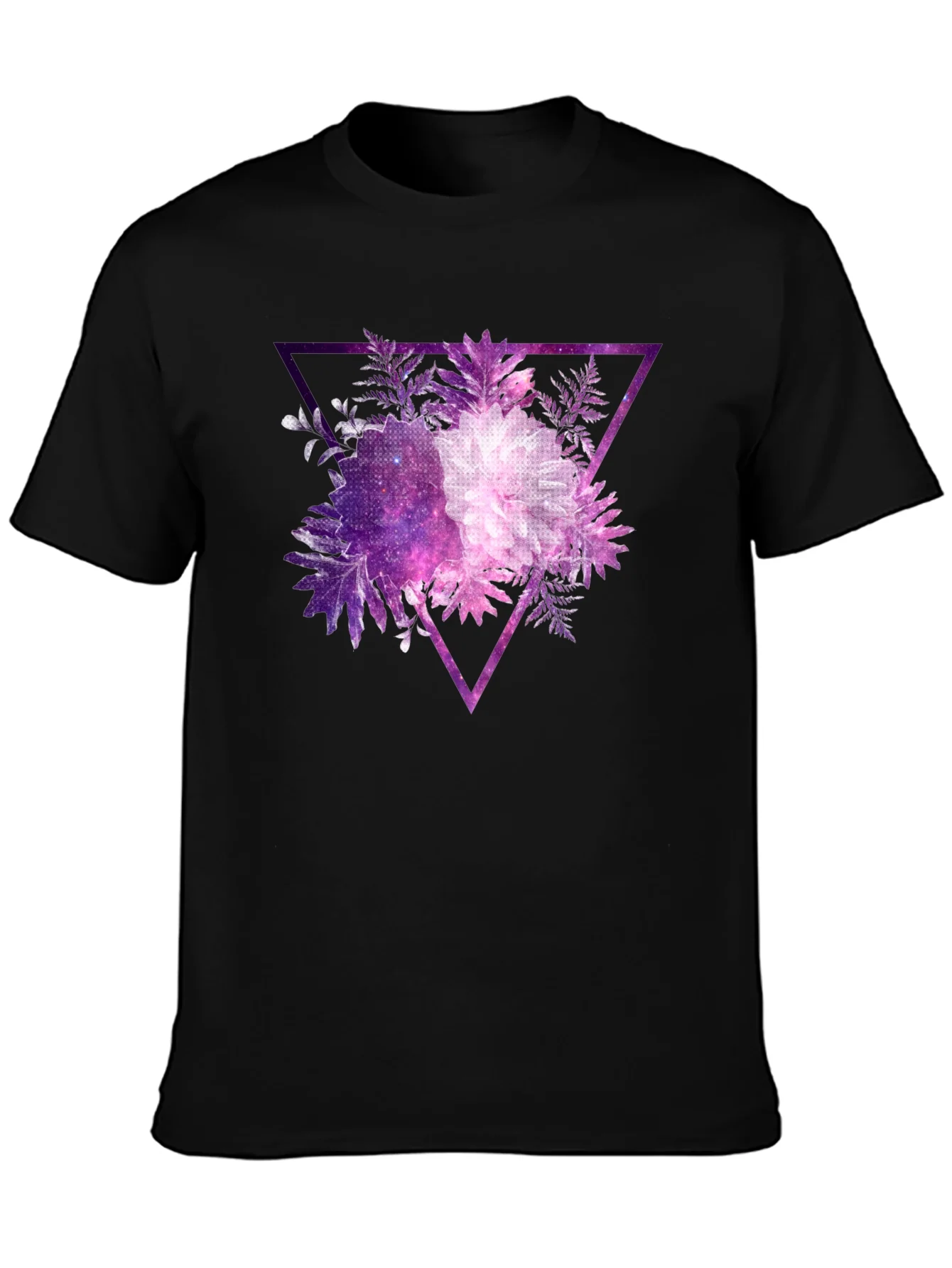 Rebbecca Galaxy Floral Triangle Mens Black T-Shirt