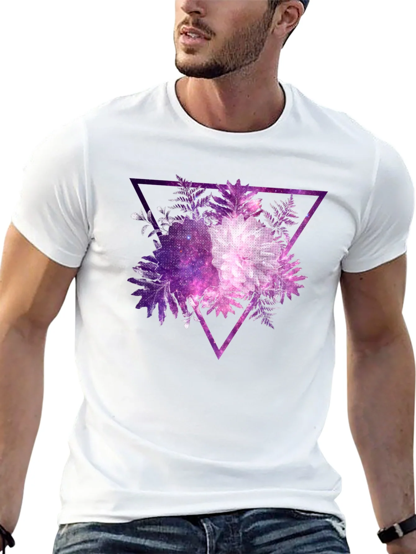 Rebbecca Galaxy Floral Triangle Mens Black T-Shirt