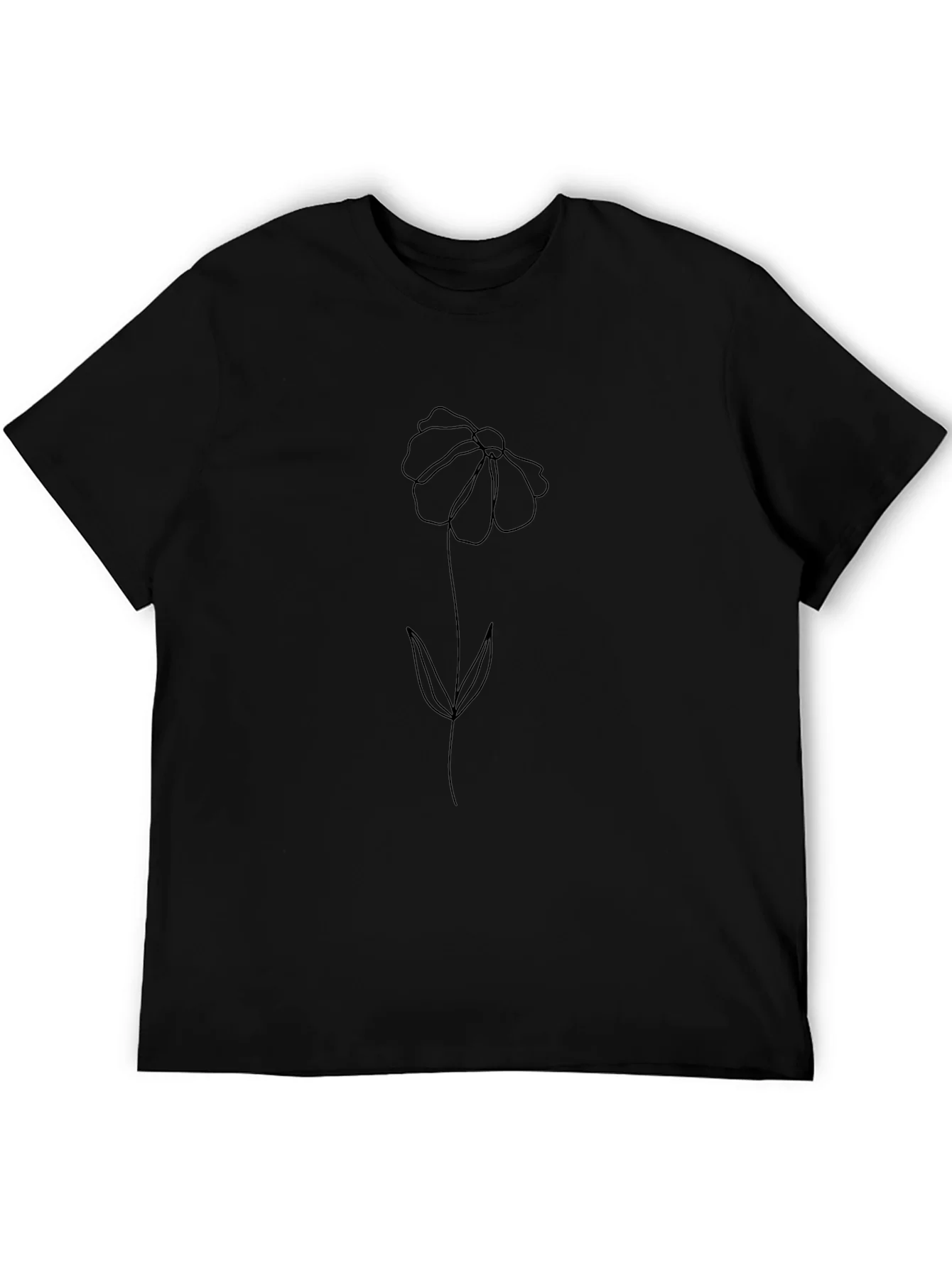 Rebbecca Minimalist Flower Graphic Black T-Shirt