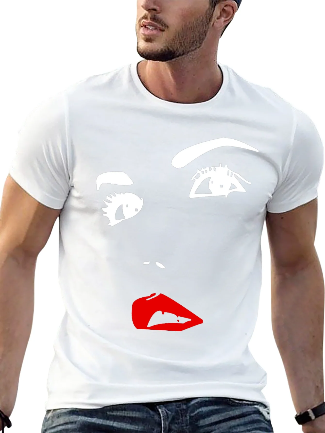 Camiseta Negra con Dise?o Abstracto de Rostro Femenino