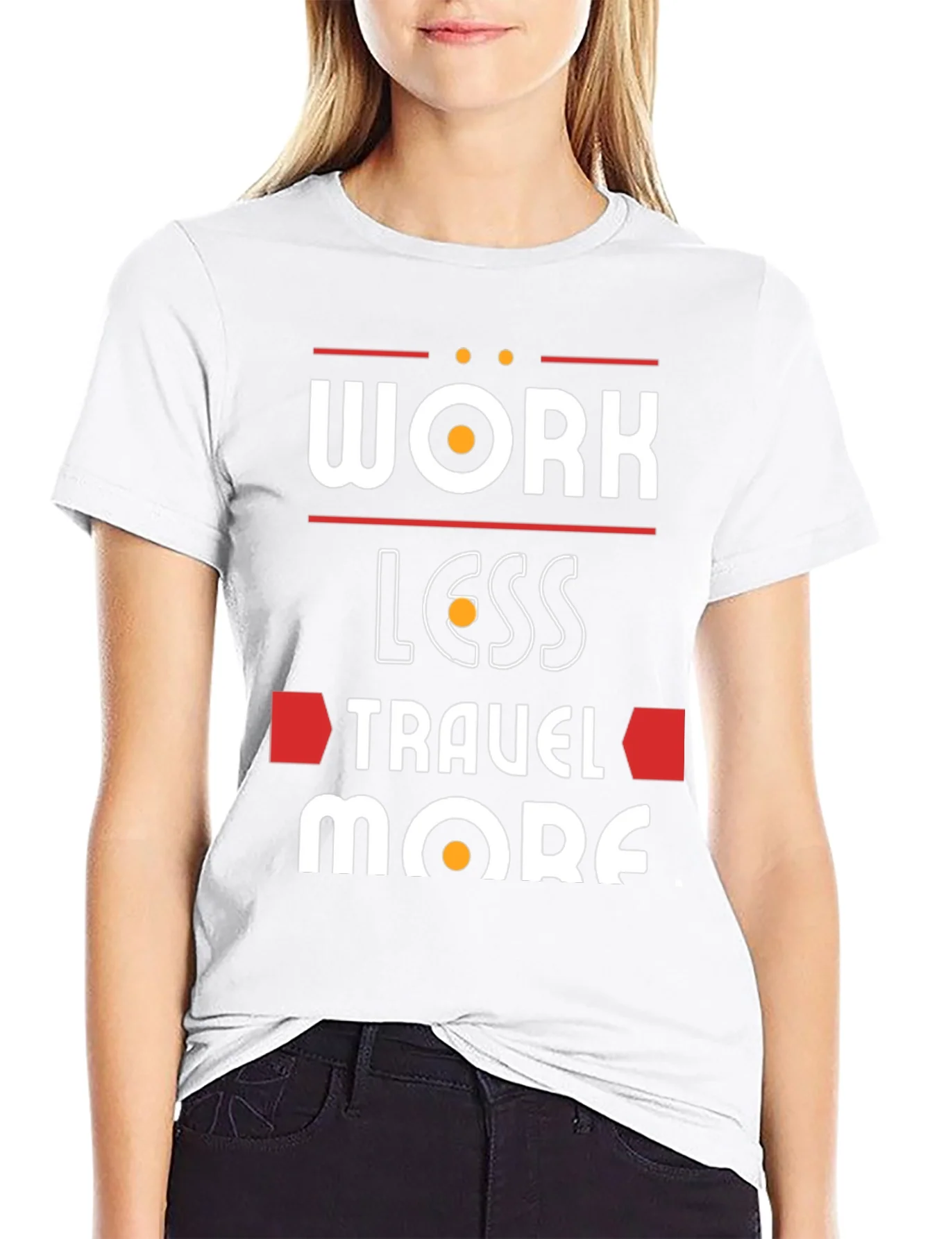 Camiseta Negra con Dise?o Trabaja Menos Viaja M¨¢s
