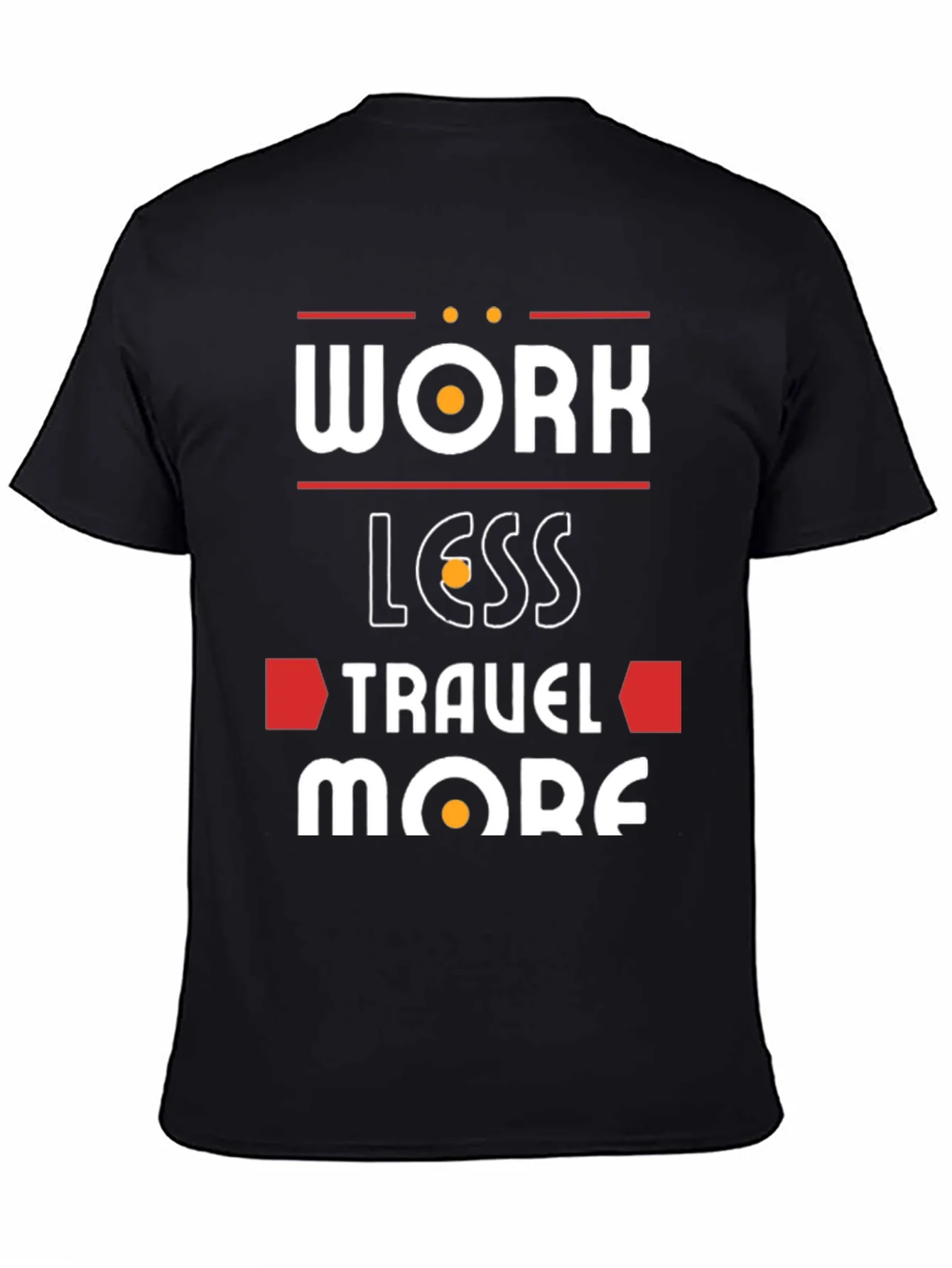 Camiseta Negra con Dise?o Trabaja Menos Viaja M¨¢s