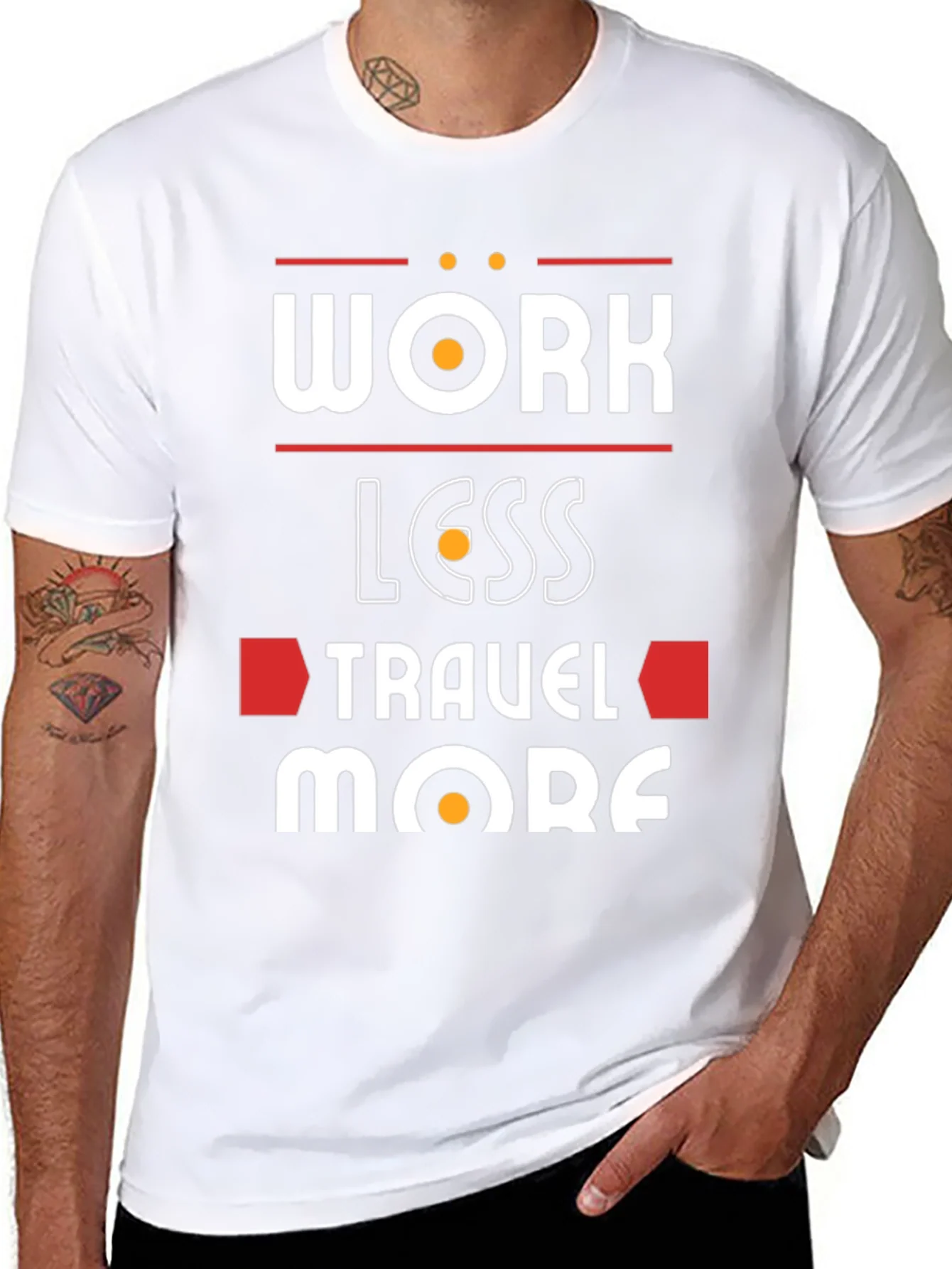 Camiseta Negra con Dise?o Trabaja Menos Viaja M¨¢s