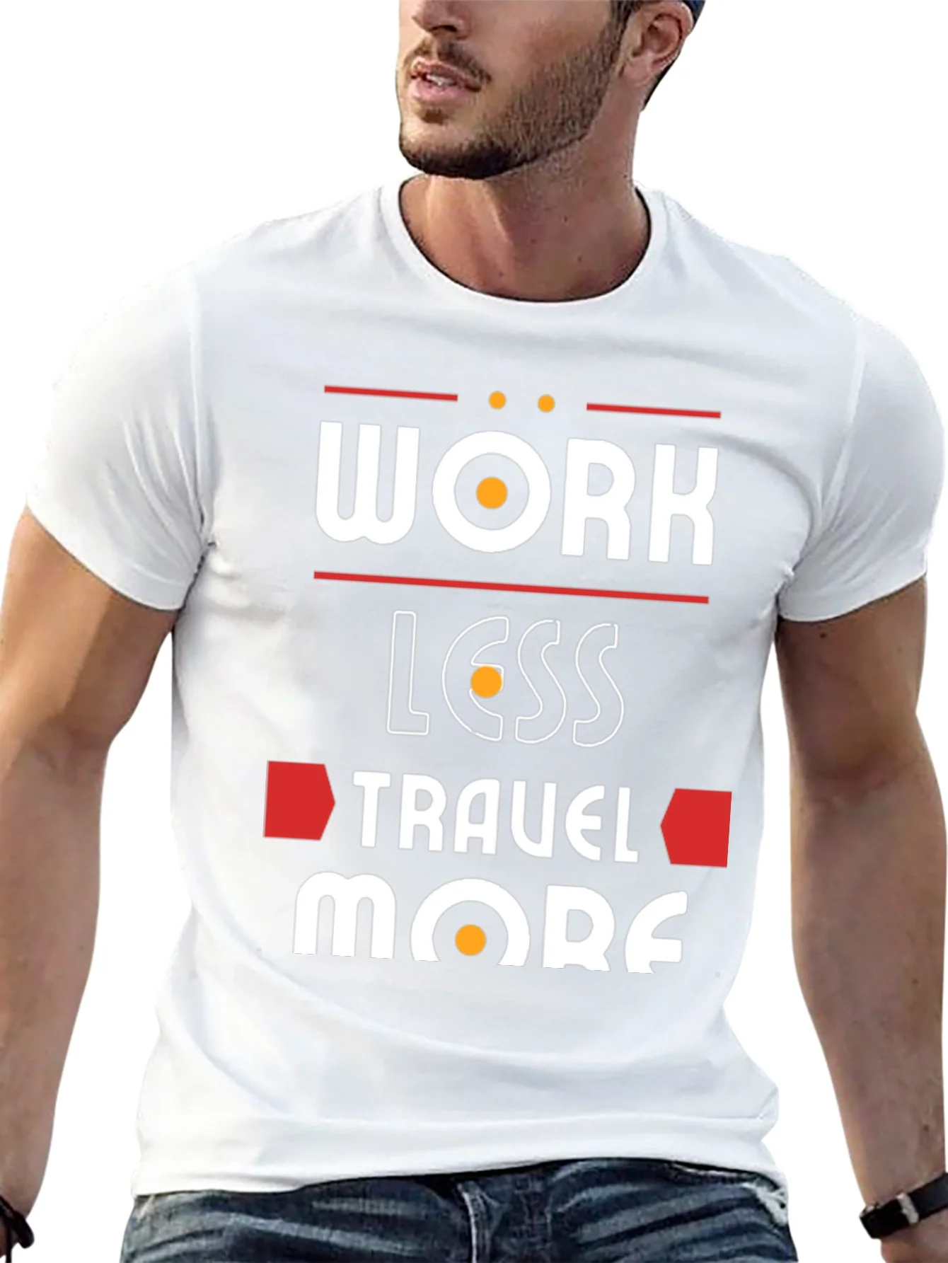 Camiseta Negra con Dise?o Trabaja Menos Viaja M¨¢s
