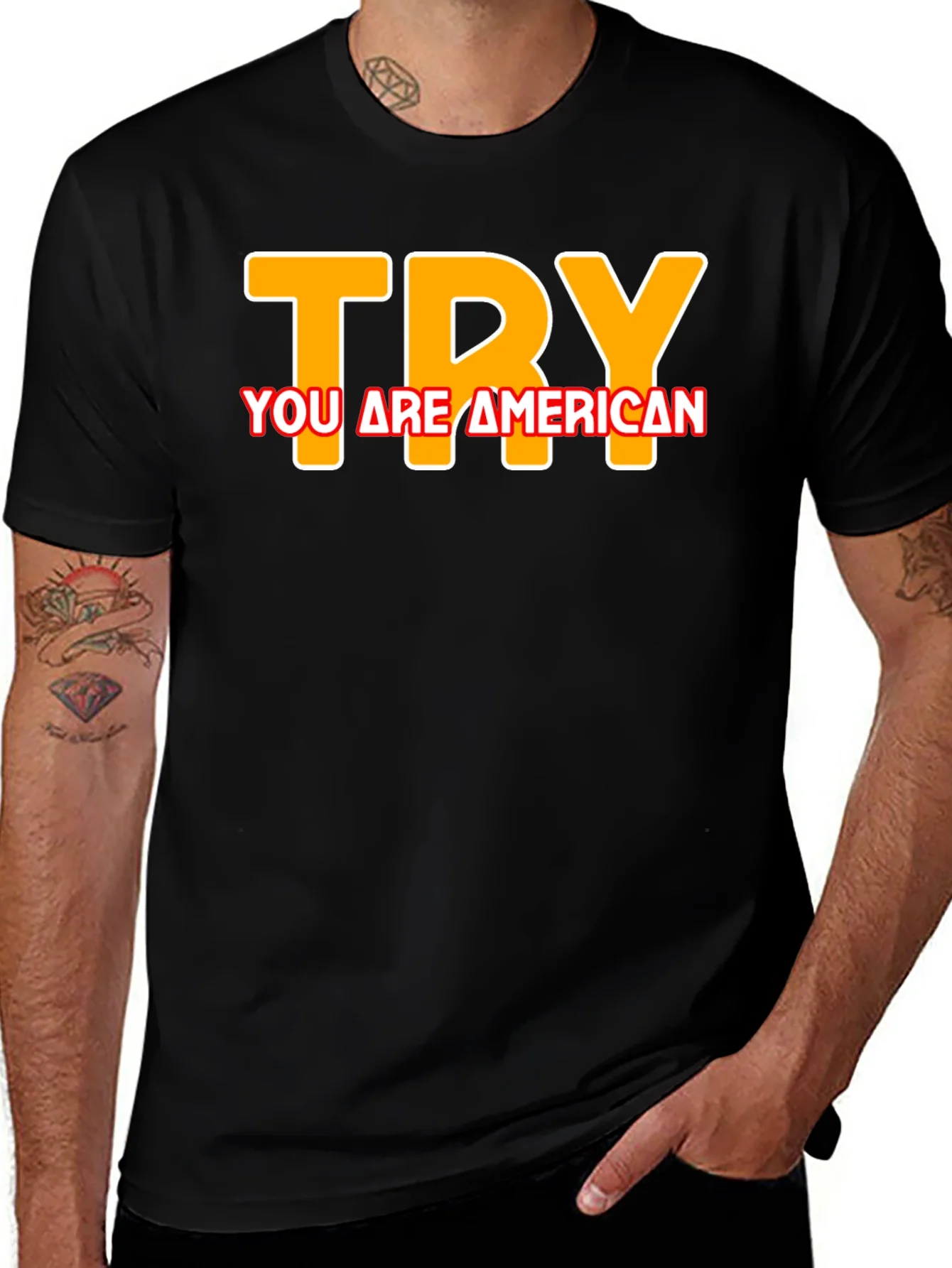Camiseta Negra TRY You Are American