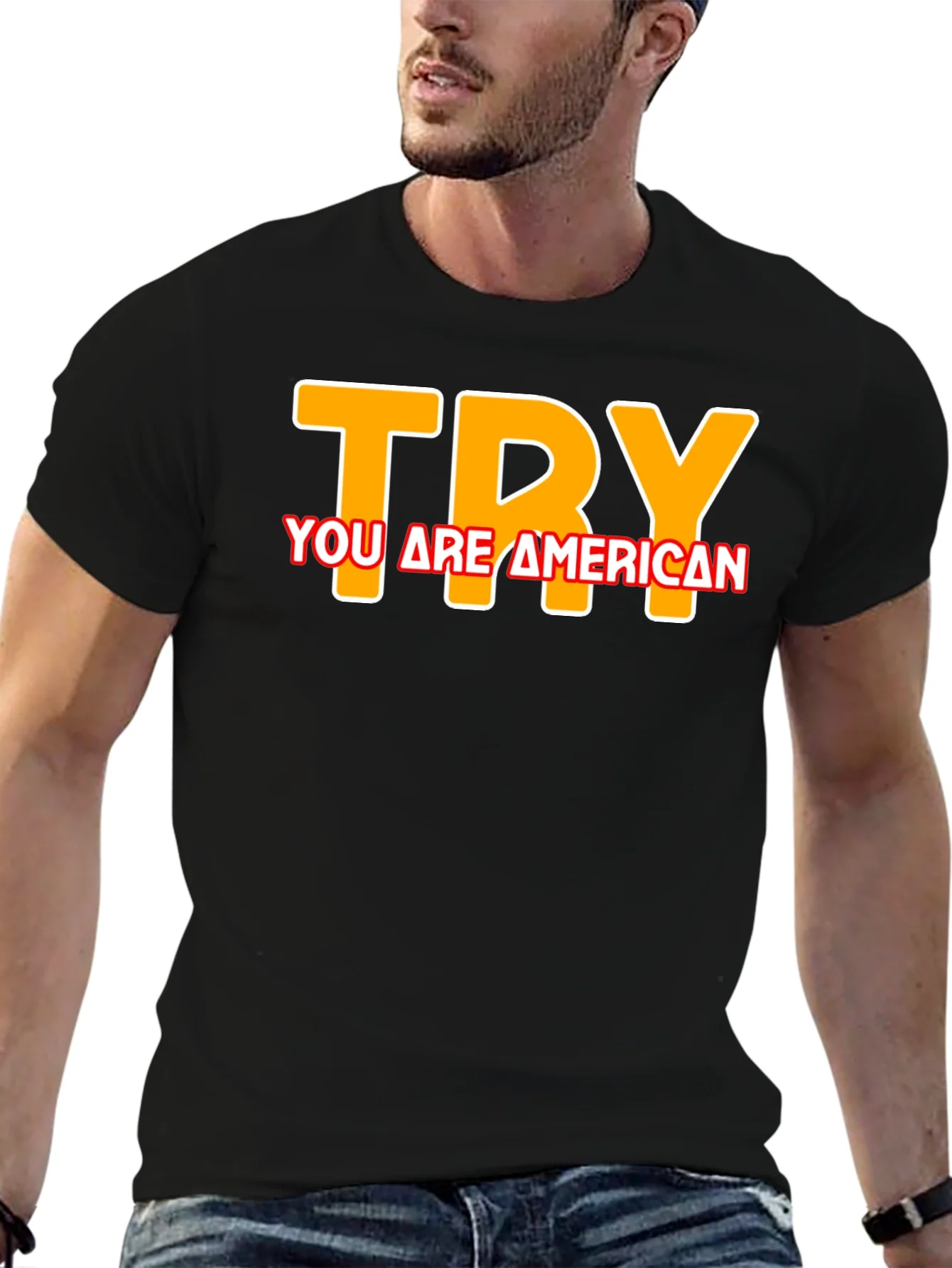 Camiseta Negra TRY You Are American