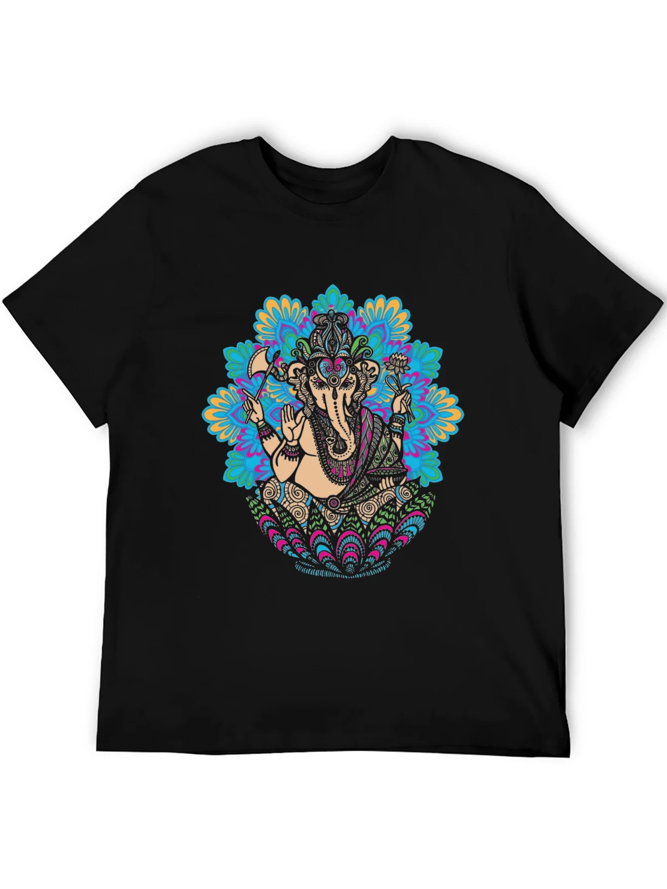 Camiseta Negra con Dise?o de Ganesha Mandala