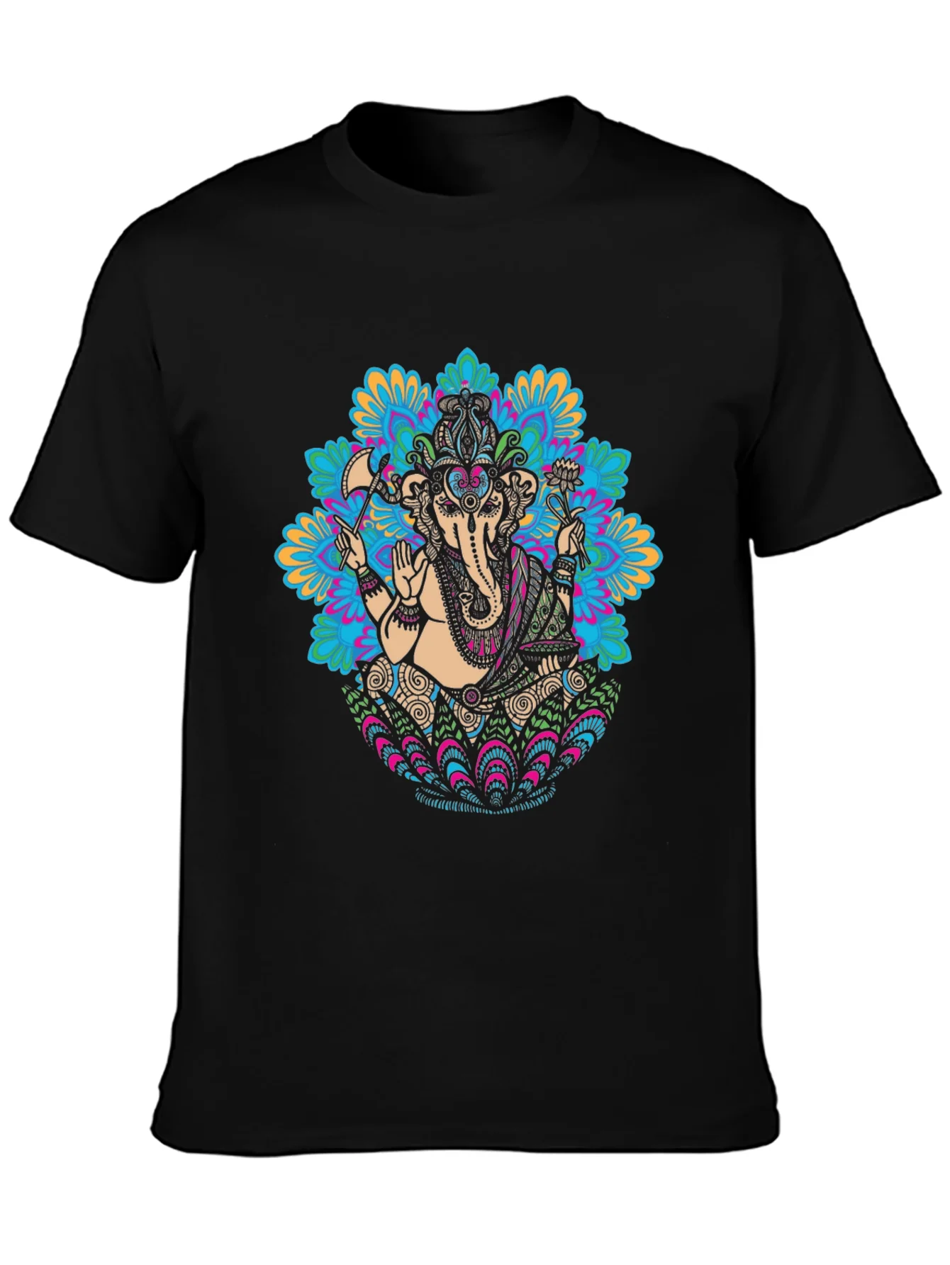 Camiseta Negra con Dise?o de Ganesha Mandala
