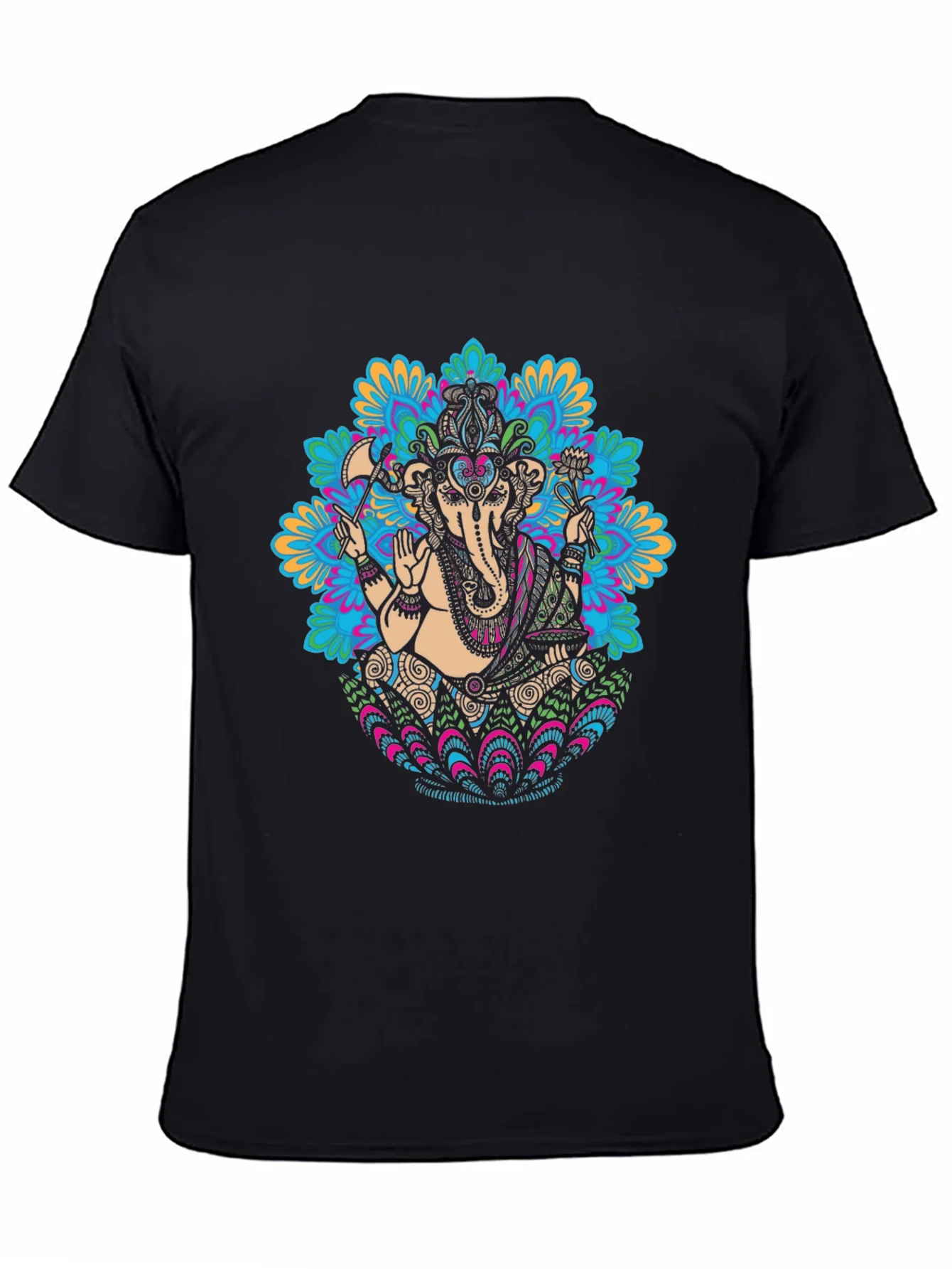 Camiseta Negra con Dise?o de Ganesha Mandala