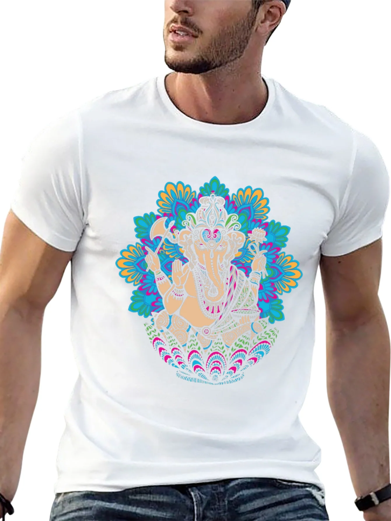 Camiseta Negra con Dise?o de Ganesha Mandala