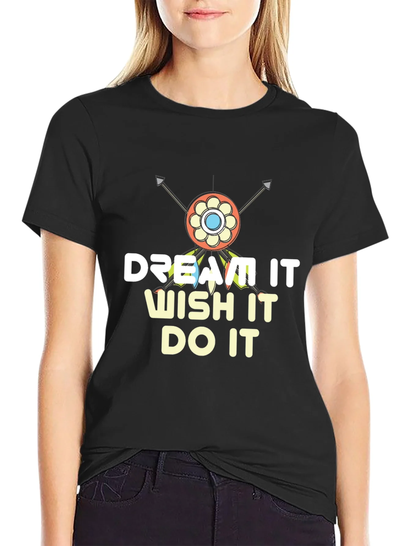 Camiseta Negra Motivacional: Dream It Wish It Do It
