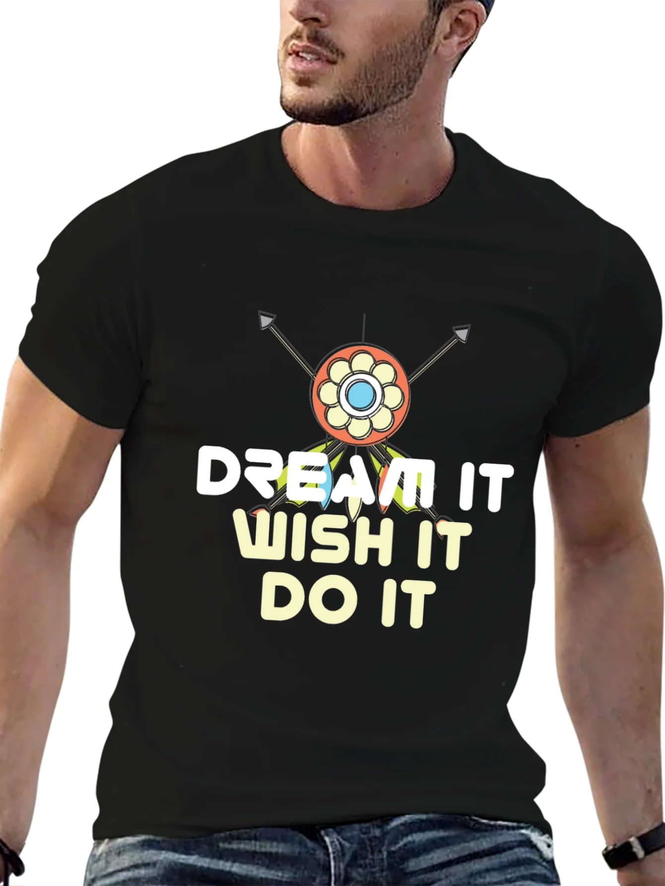Camiseta Negra Motivacional: Dream It Wish It Do It