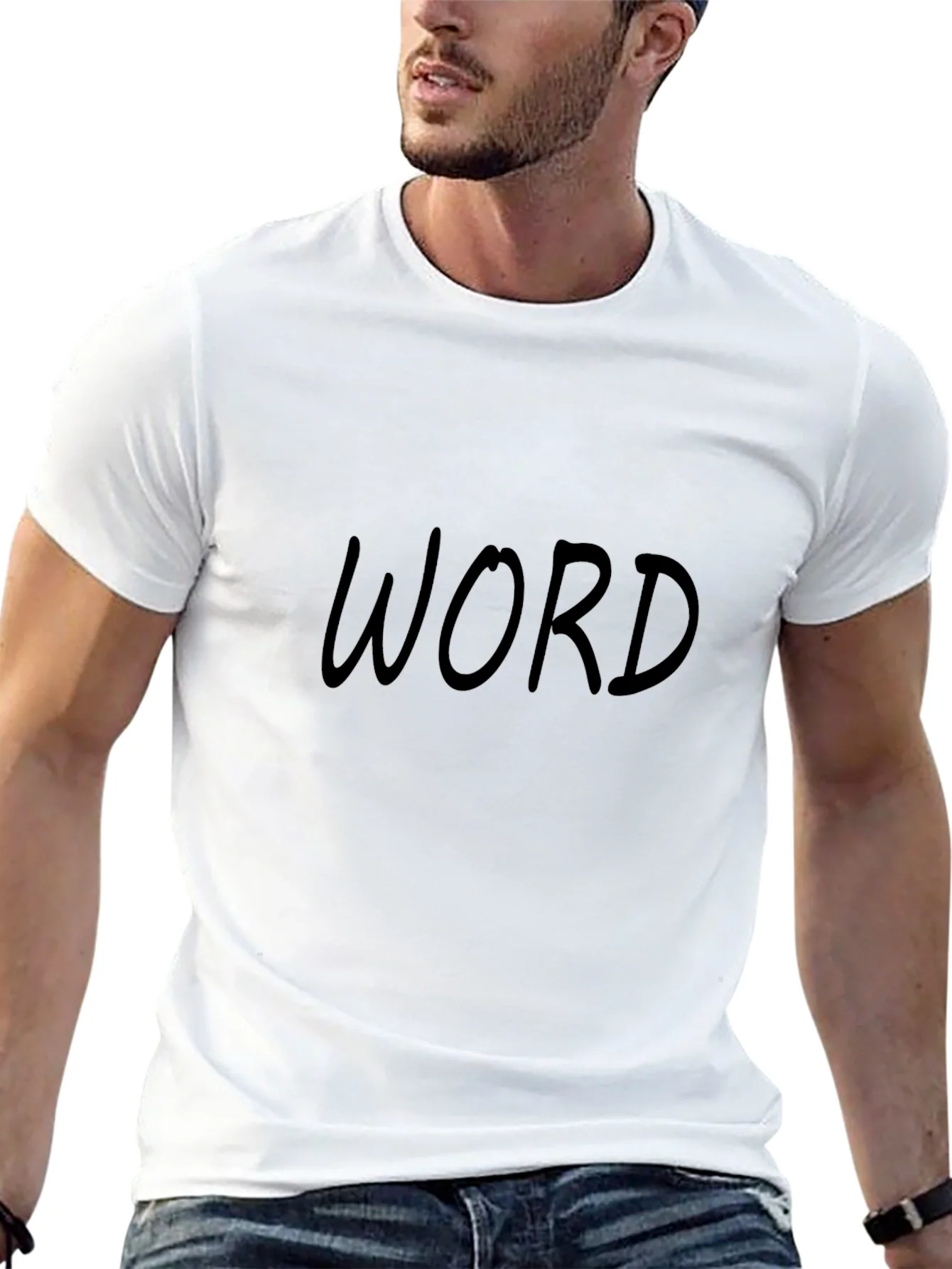 Camiseta Negra Hombre - Dise?o Casual WORD