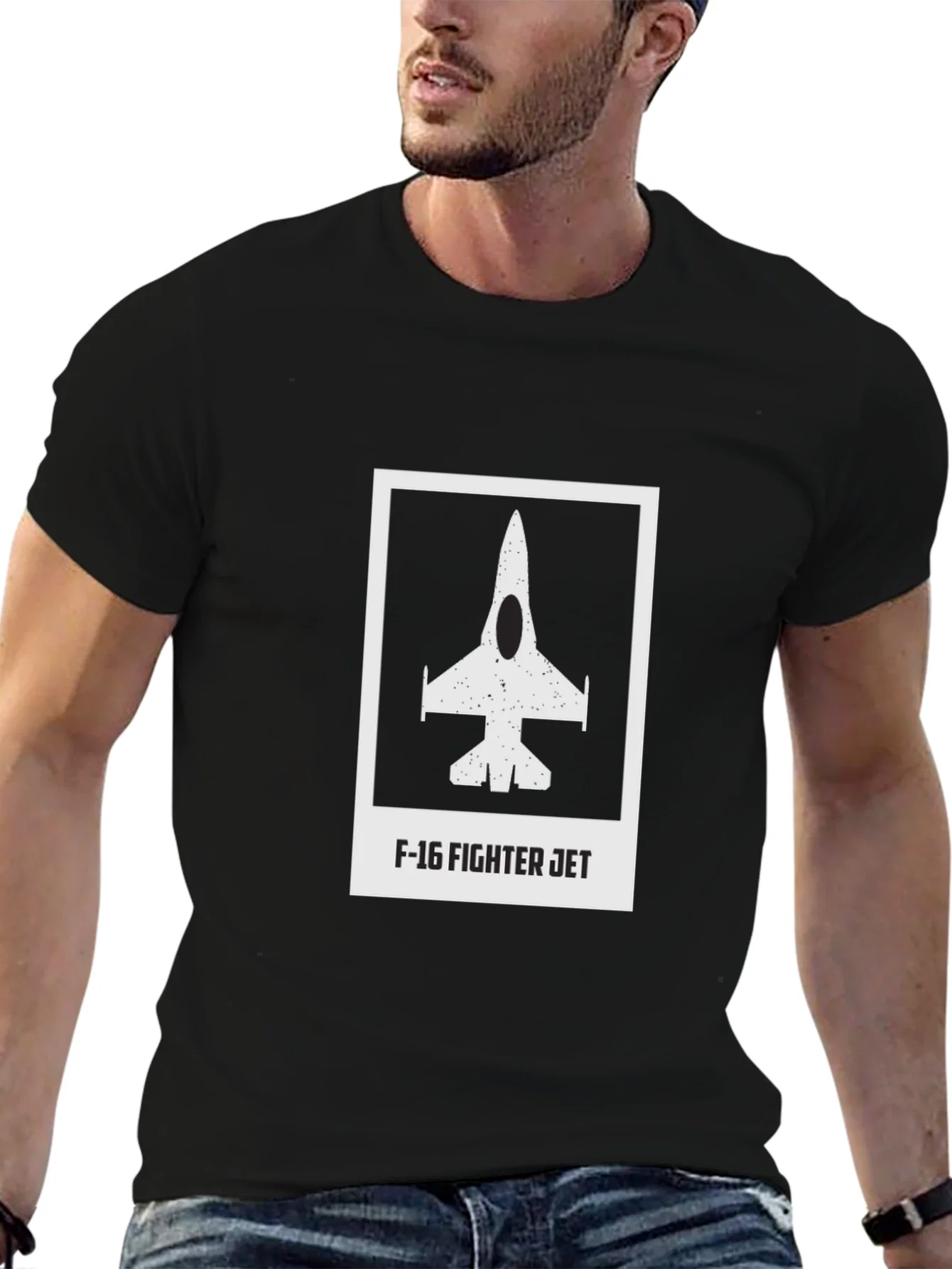 Rebbecca F-16 Fighter Jet Graphic T-Shirt - Black