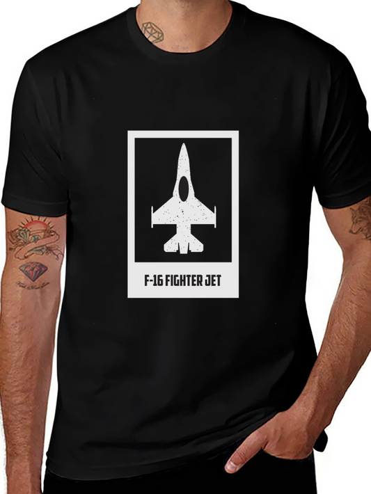 Rebbecca F-16 Fighter Jet Graphic T-Shirt - Black
