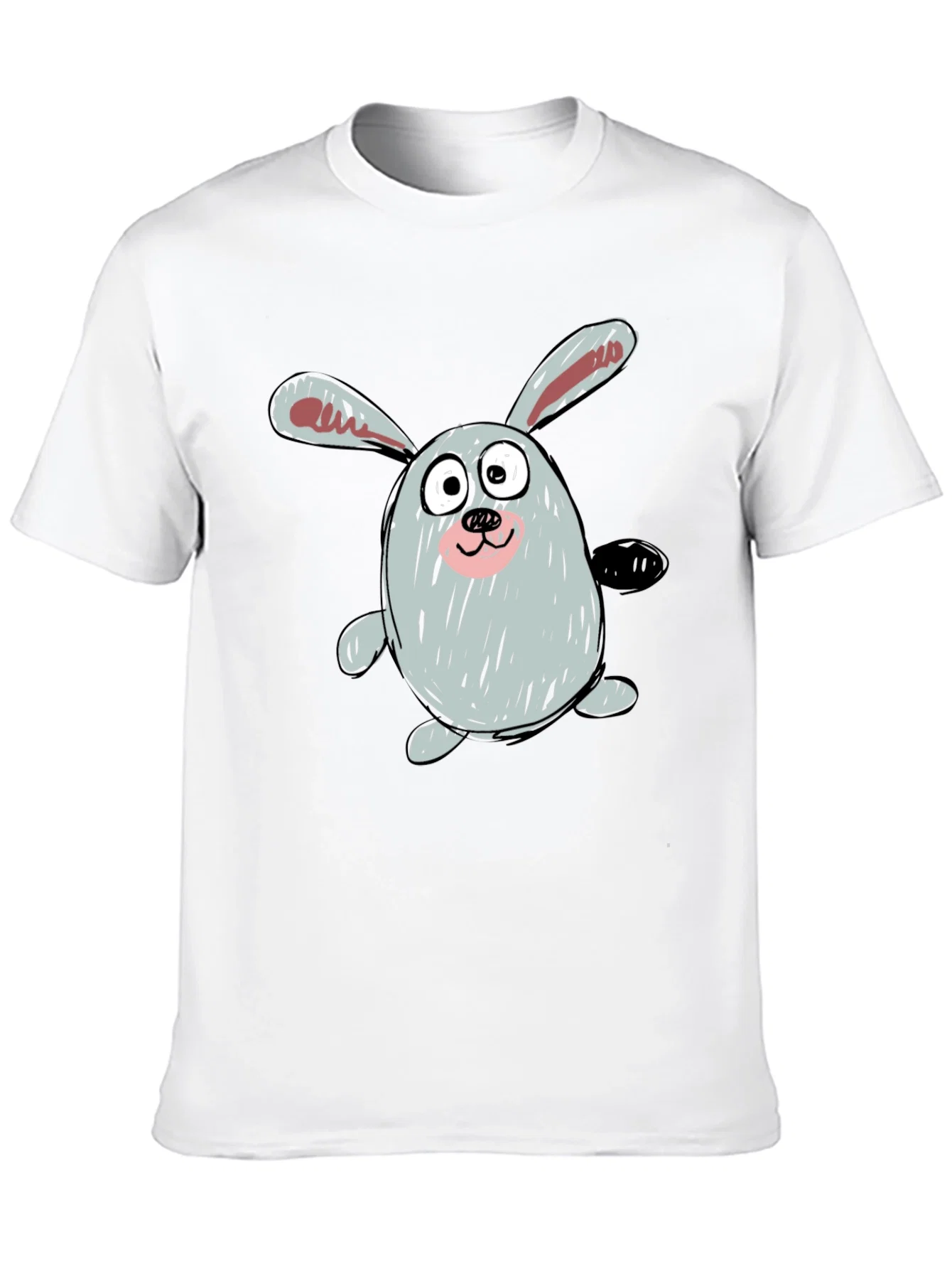 Rebbecca Cartoon Bunny Graphic Tee - Casual Black T-Shirt