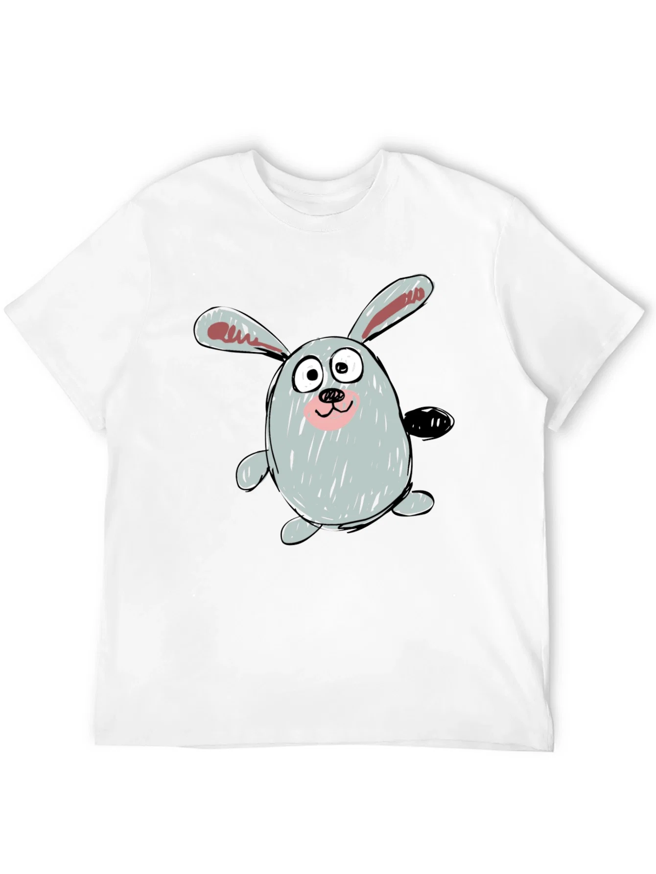 Rebbecca Cartoon Bunny Graphic Tee - Casual Black T-Shirt